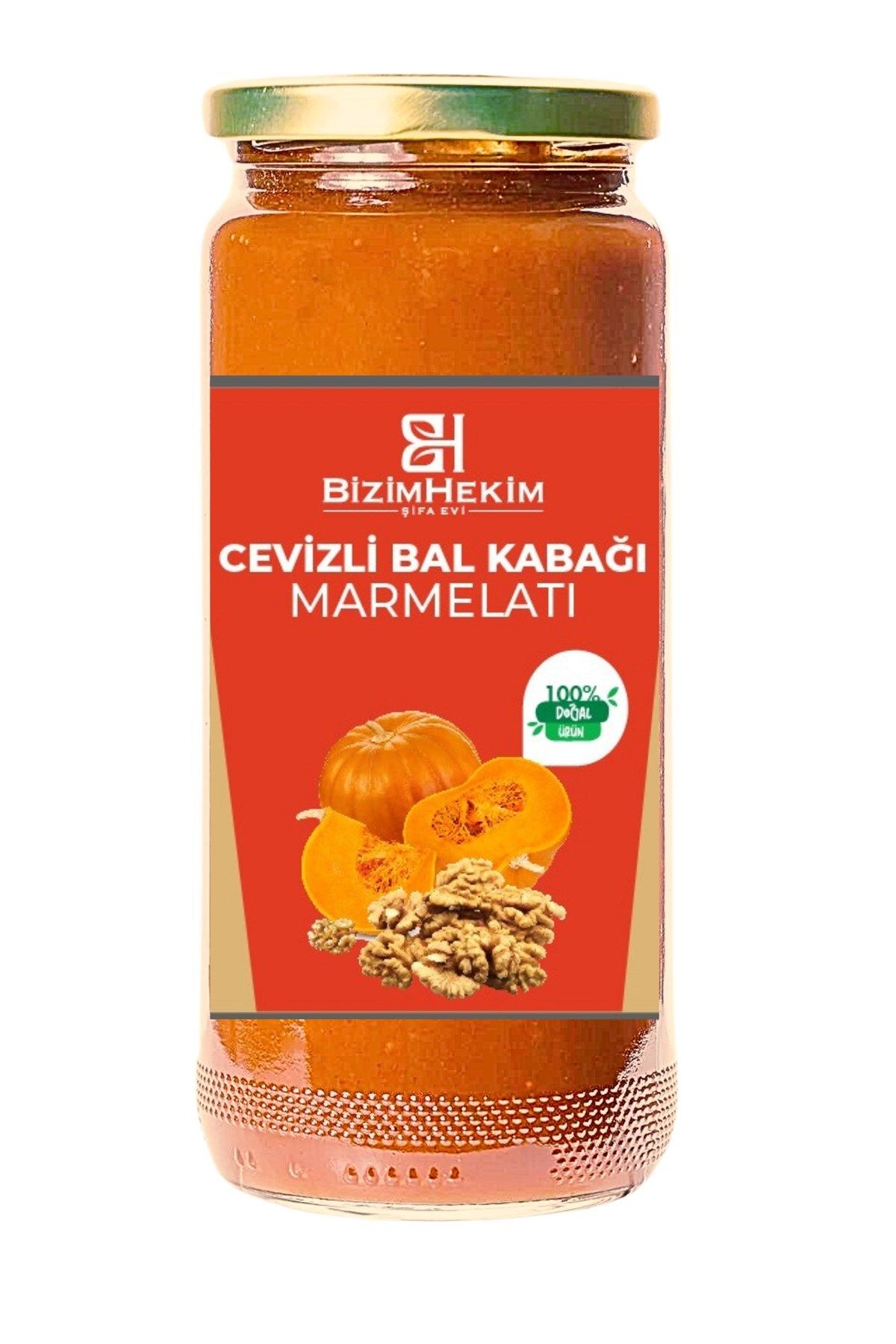 BİZİMHEKİM %100 Doğal Cevizli Bal Kabağı Marmelatı 640 Gr %80 Meyve Katkı Maddesi Renklendirici Ve Koruyucu İ