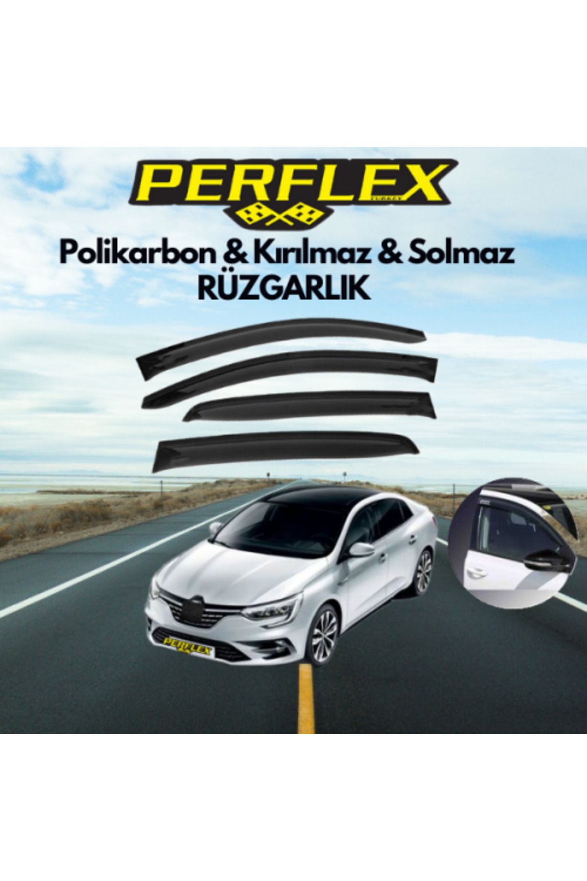 NiCe Shop Polikarbon Kırılmaz Rüzgarlık V2 Renault Megane 4 Sedan Avant 2016+