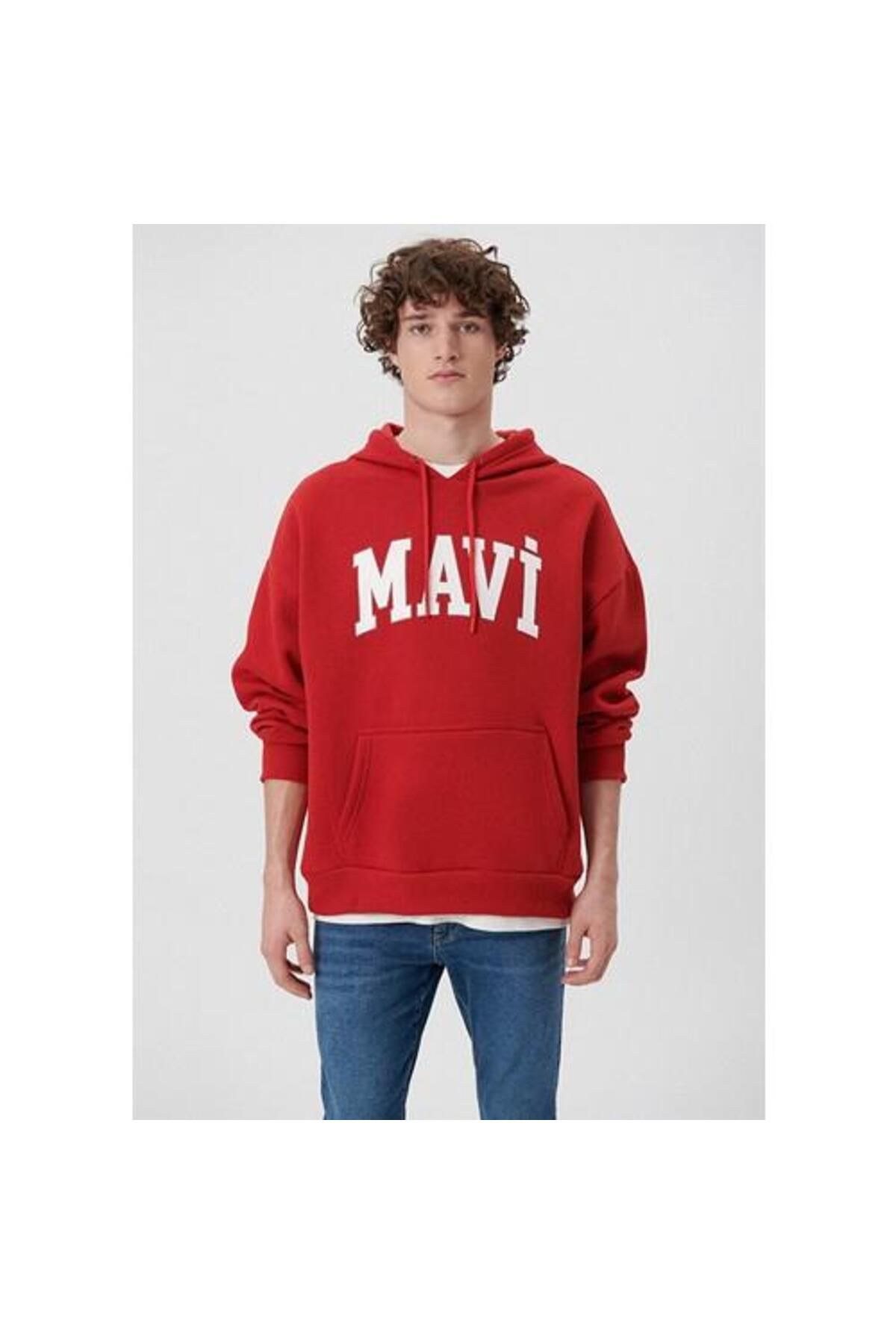سویشرت قرمز مردانه M067149 86417 اورجینال Mavi
