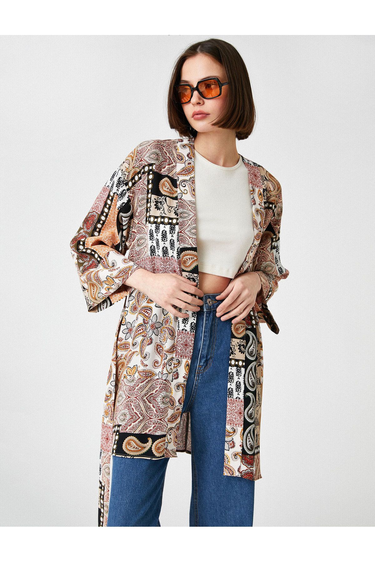 Koton-3/4 Sleeve Patterned Kimono 2