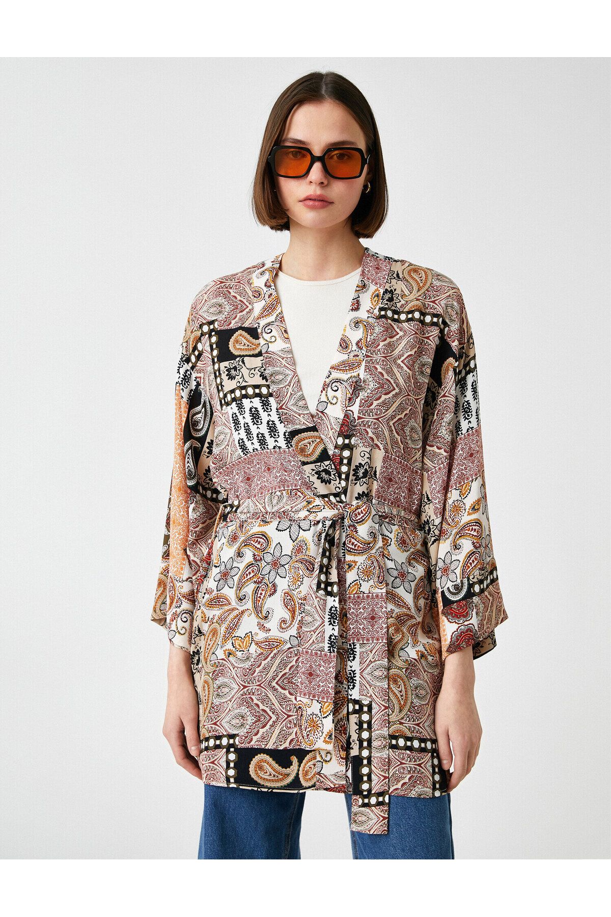 Koton-3/4 Sleeve Patterned Kimono 3