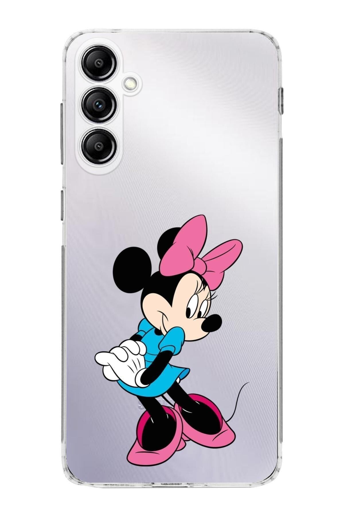 Samsung Galaxy S24 FE ile Kamera Korumalı Kapak Minnie Mouse Tasarımlı Şeffaf Kılıf