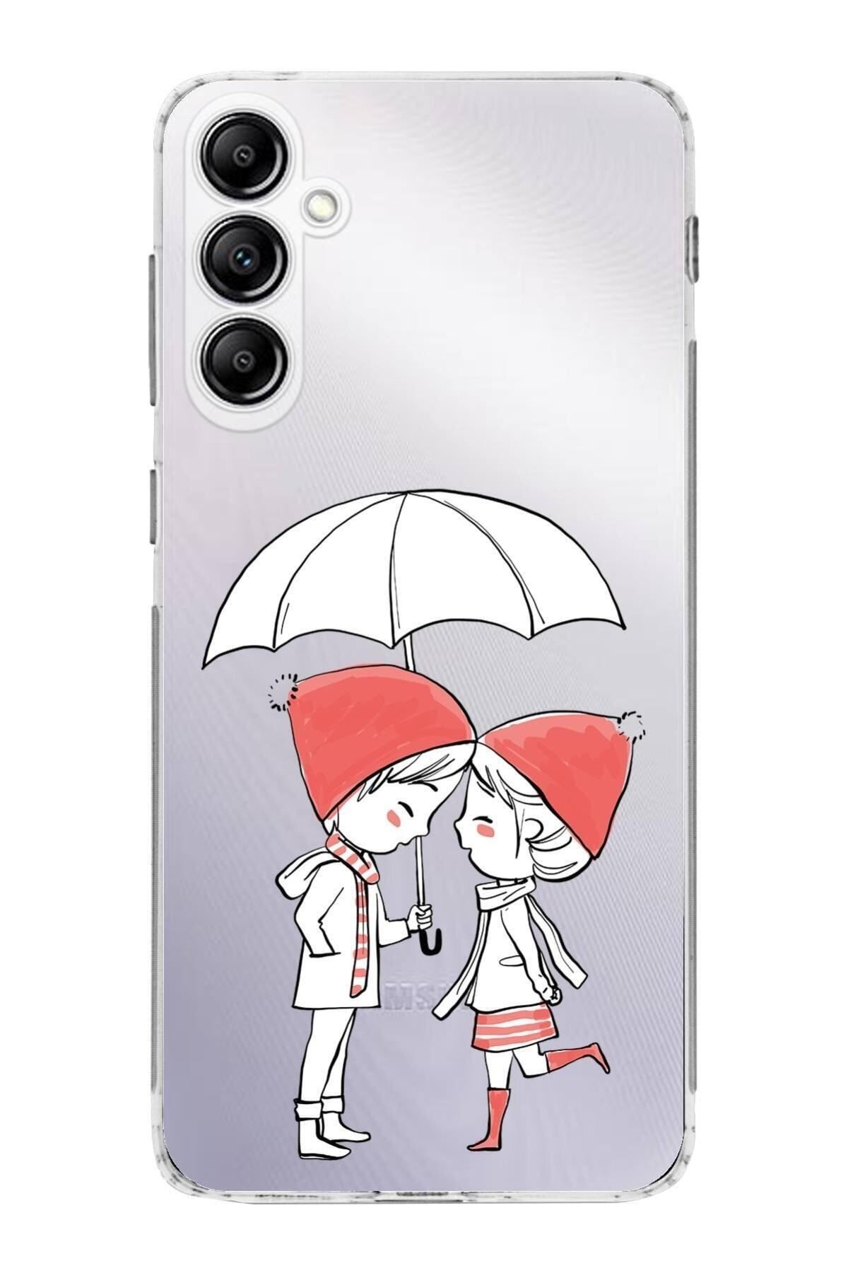 Samsung Galaxy S24 FE ile Uyumlu Kamera Korumalı Kapak Aşk Tasarımlı Şeffaf Kılıf