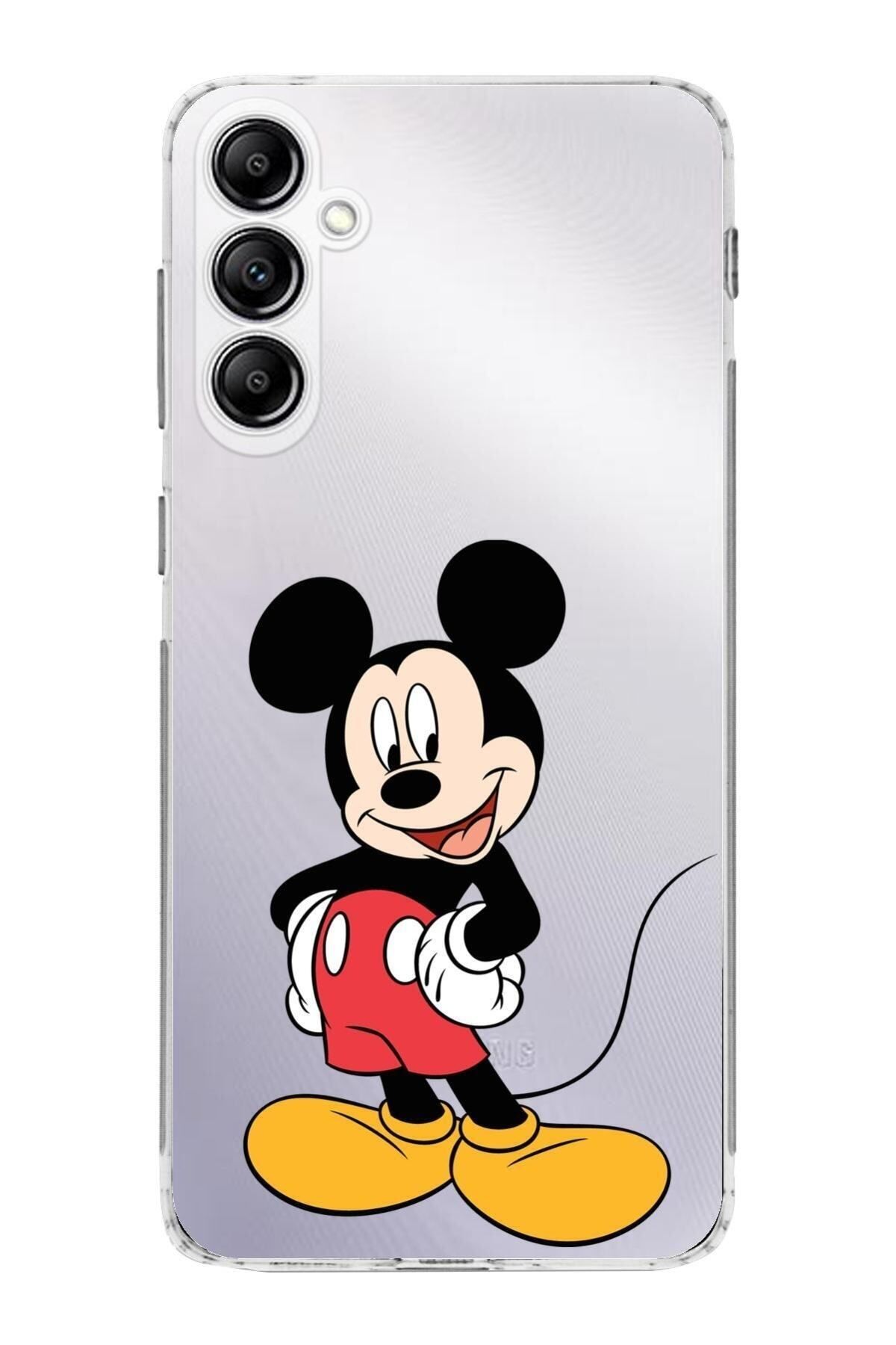 Samsung Galaxy S24 FE ile Kamera Korumalı Kapak Mickey Mouse Tasarımlı Şeffaf Kılıf