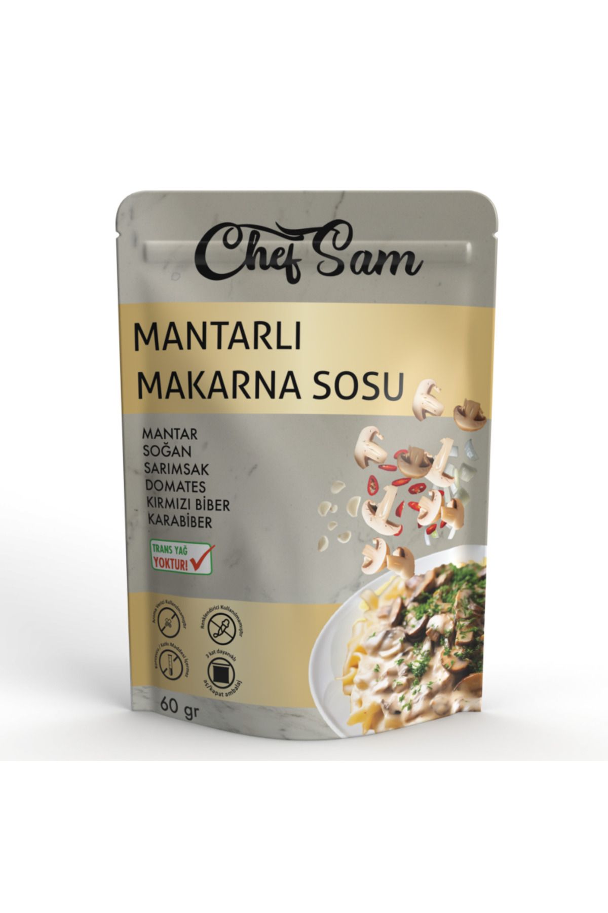 CHEF SAM Mantarlı Makarna Sosu 60 gr Koruyucu Katkı Içermez