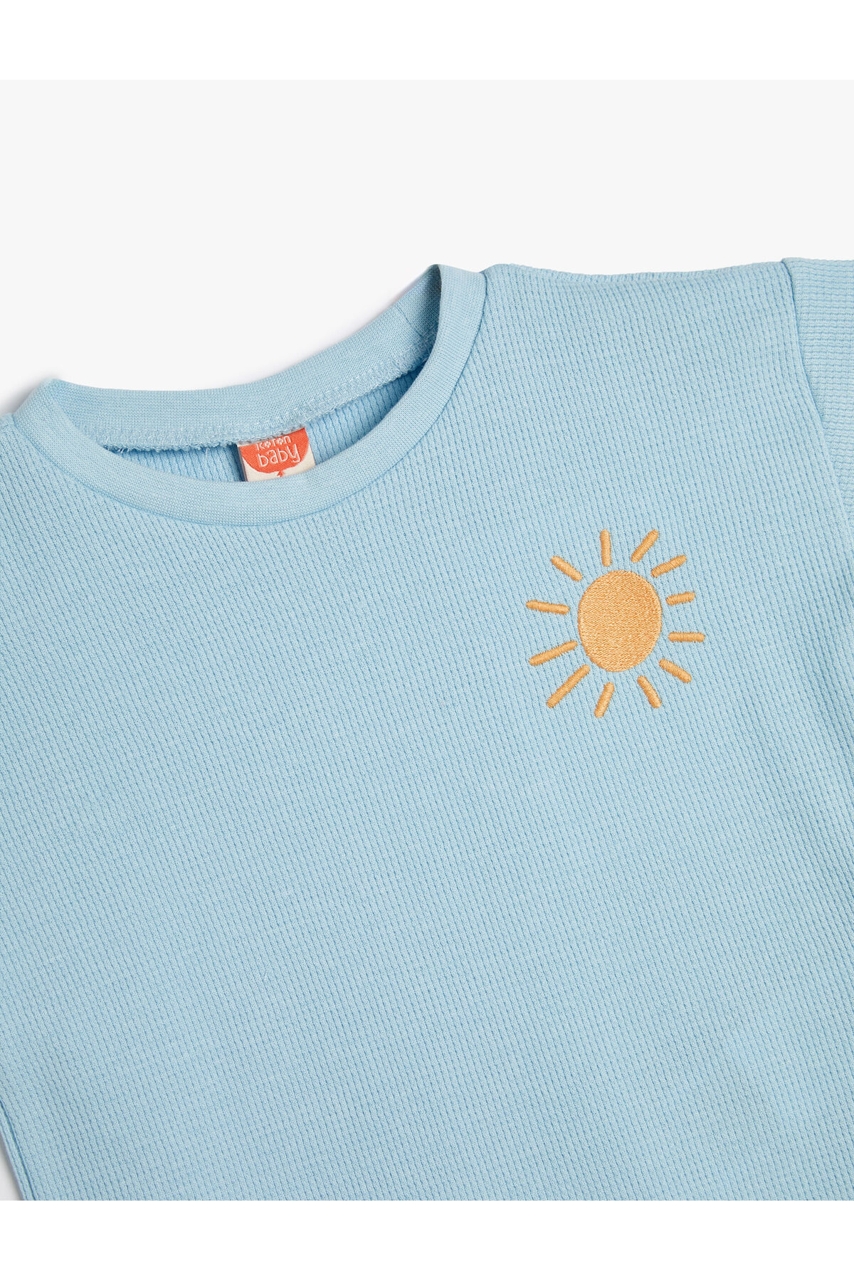 Koton Basic Tişört Kısa Kollu Güneş İşlemeli Bisiklet Yaka Pamuklu fotoğrafı 3 (önizleme)