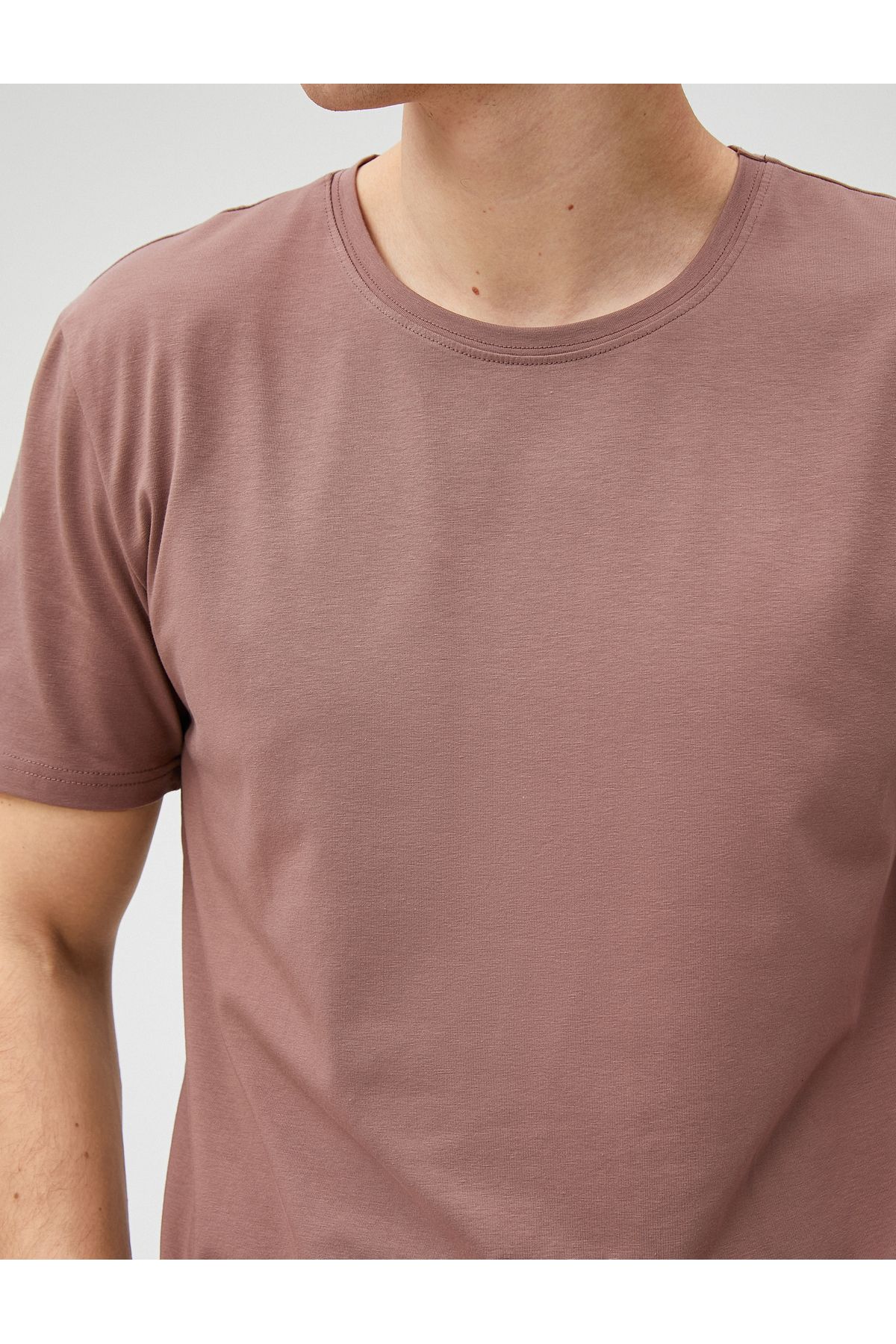 Koton-Basic T-Shirt Label Detailed Short Sleeve Crew Neck Cotton 5