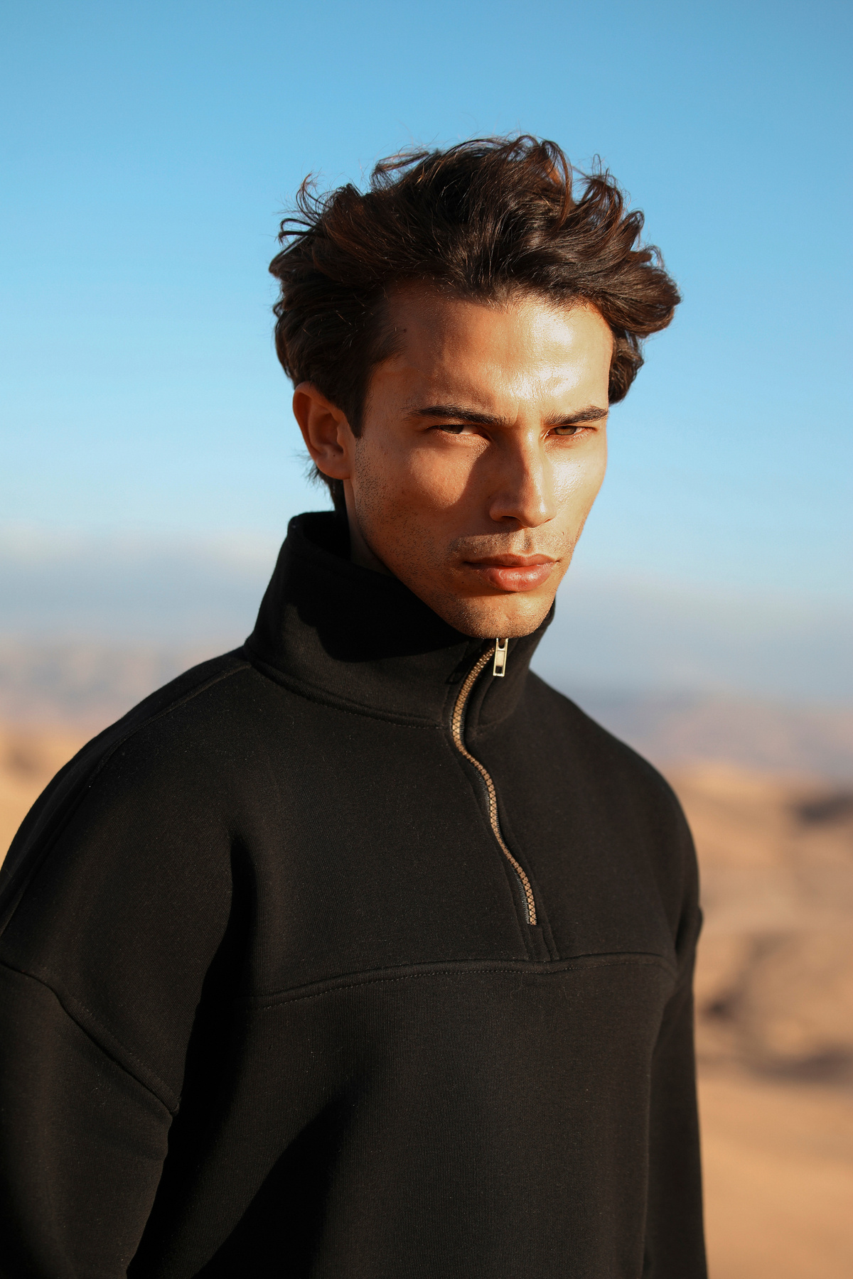 Whish  Libre Noir Oversize Yarım Fermuarlı Sweatshirt - Görsel 5