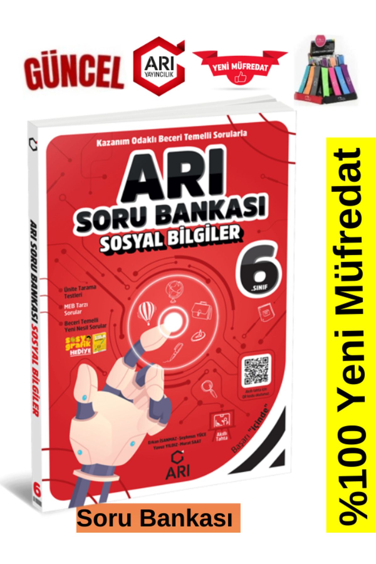 Arı Yayıncılık 2024-2025 Müfredat 6.Sınıf Sosyal Bilgiler Soru Bankası Seti+Kalemlik