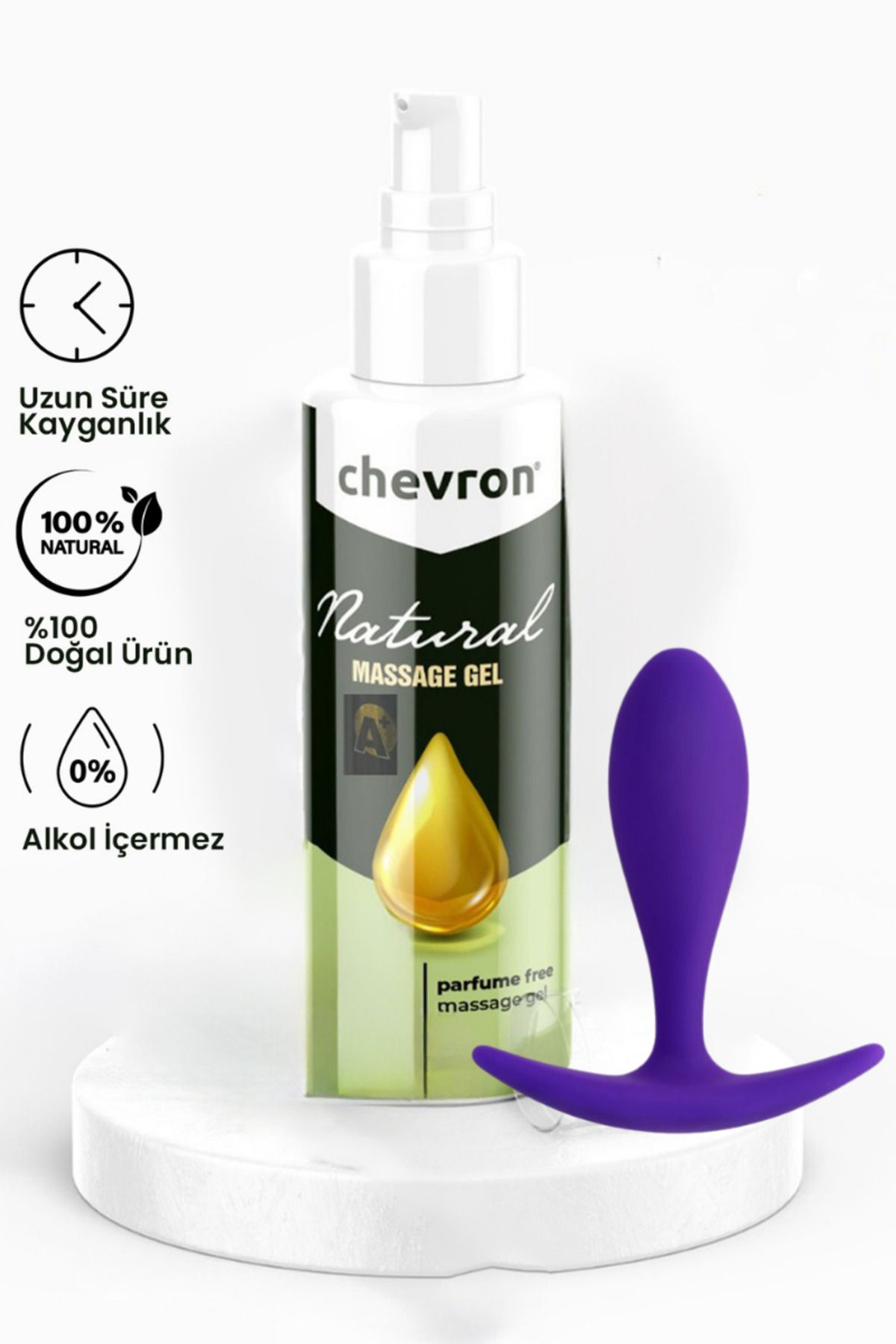 chevron 110 ML Doğal Su Bazlı Extra Kayganlaştırıcı Jel + 7,2 cm Silikon Anal Plug