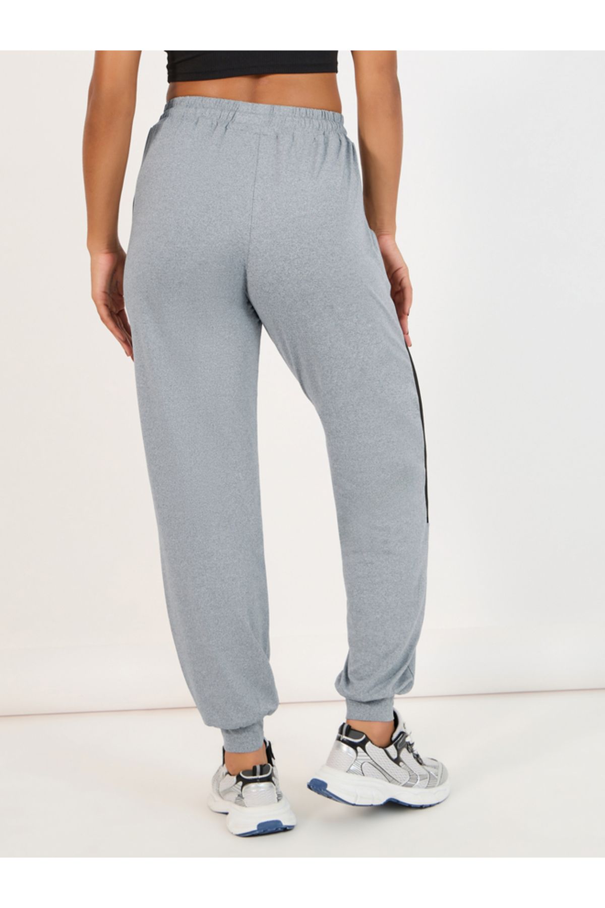 Styli-Melange Contrast Drawstring & Side Stripe Joggers 4