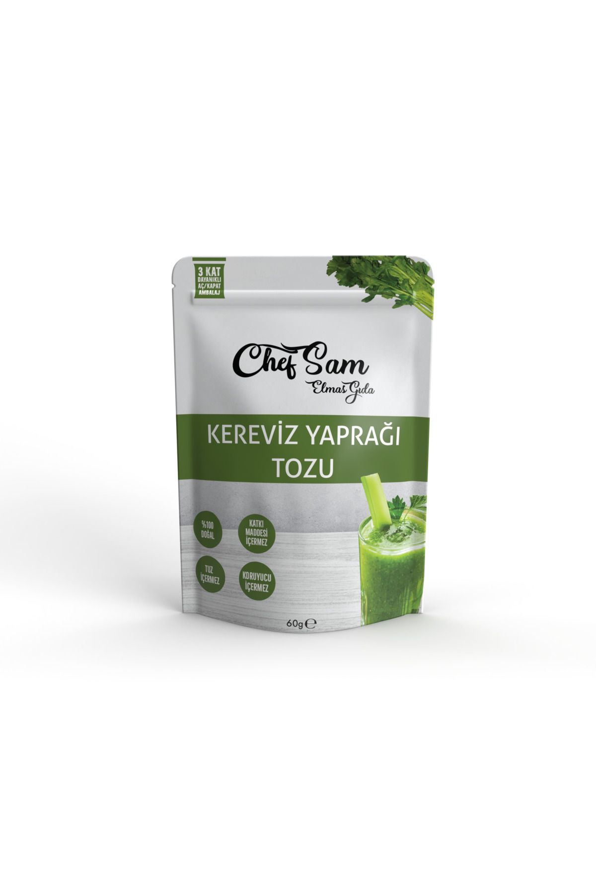 CHEF SAM KEREVİZ YAPRAĞI TOZU 120 GR KORUYUCU İÇERMEZ