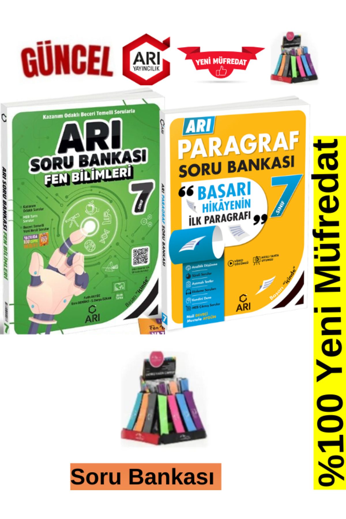 Arı Yayıncılık 2024-2025 Müfredat 7.Sınıf Fen-Paragraf Soru Bankası Seti+Kalemlik