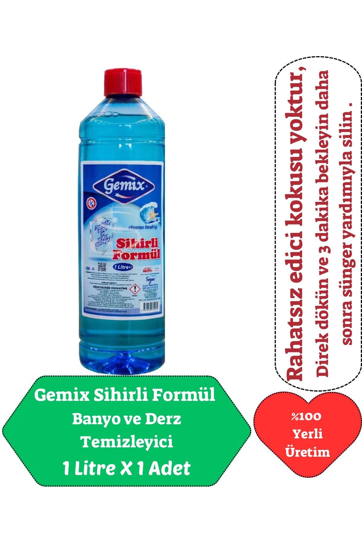 GEMİX Gemix Sihirli Formül Mavi Su Fayans Derz Temizleyici 1 Kg