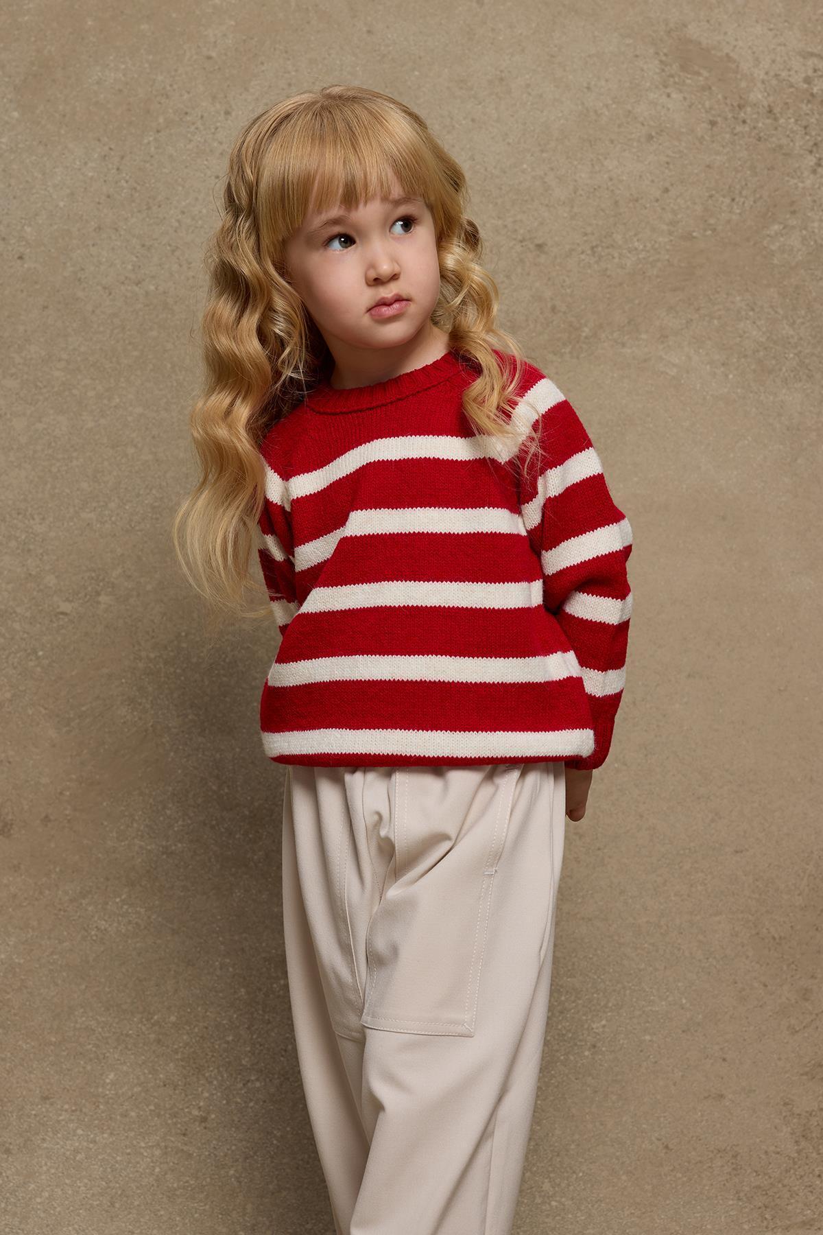 Fahhar Kids-Red Striped Knitwear Sweater 2