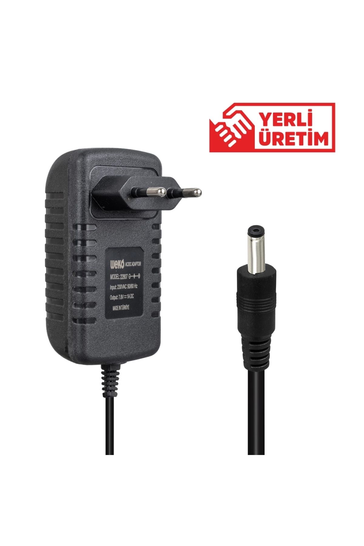 Go İthalat 7.8 Volt - 1 Amper 4.0*1.7 Uçlu Kırmızı Yeşil Ledli Yerli Üretim Priz Tipi Şarj Adaptörü (4178)