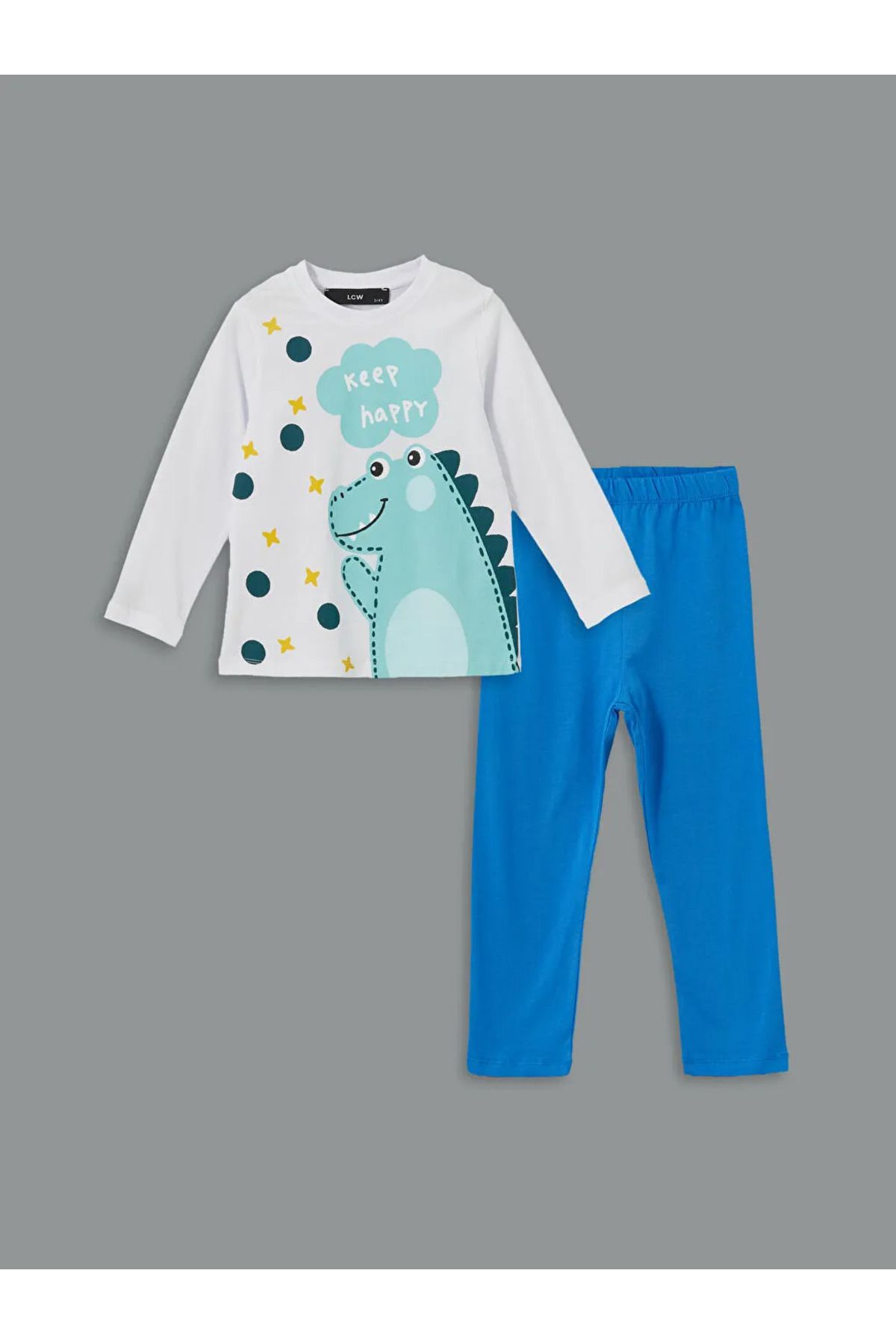 LC Waikiki-Lcw Kids Blue Crew Neck Boy Pajamas Set 1