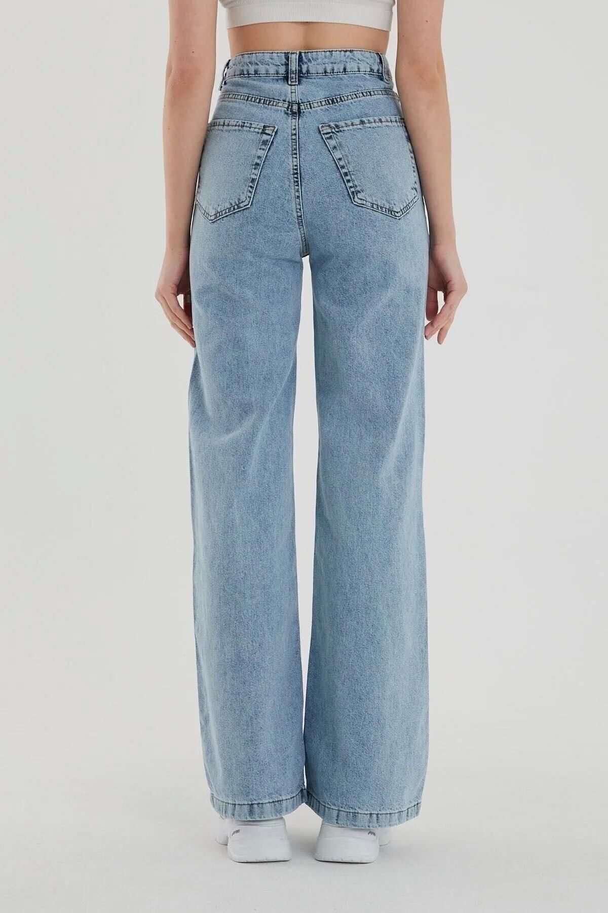 TRENDNATUREL-Women's Lycra High Waist Wide Leg Jeans - WIDE LEG 3