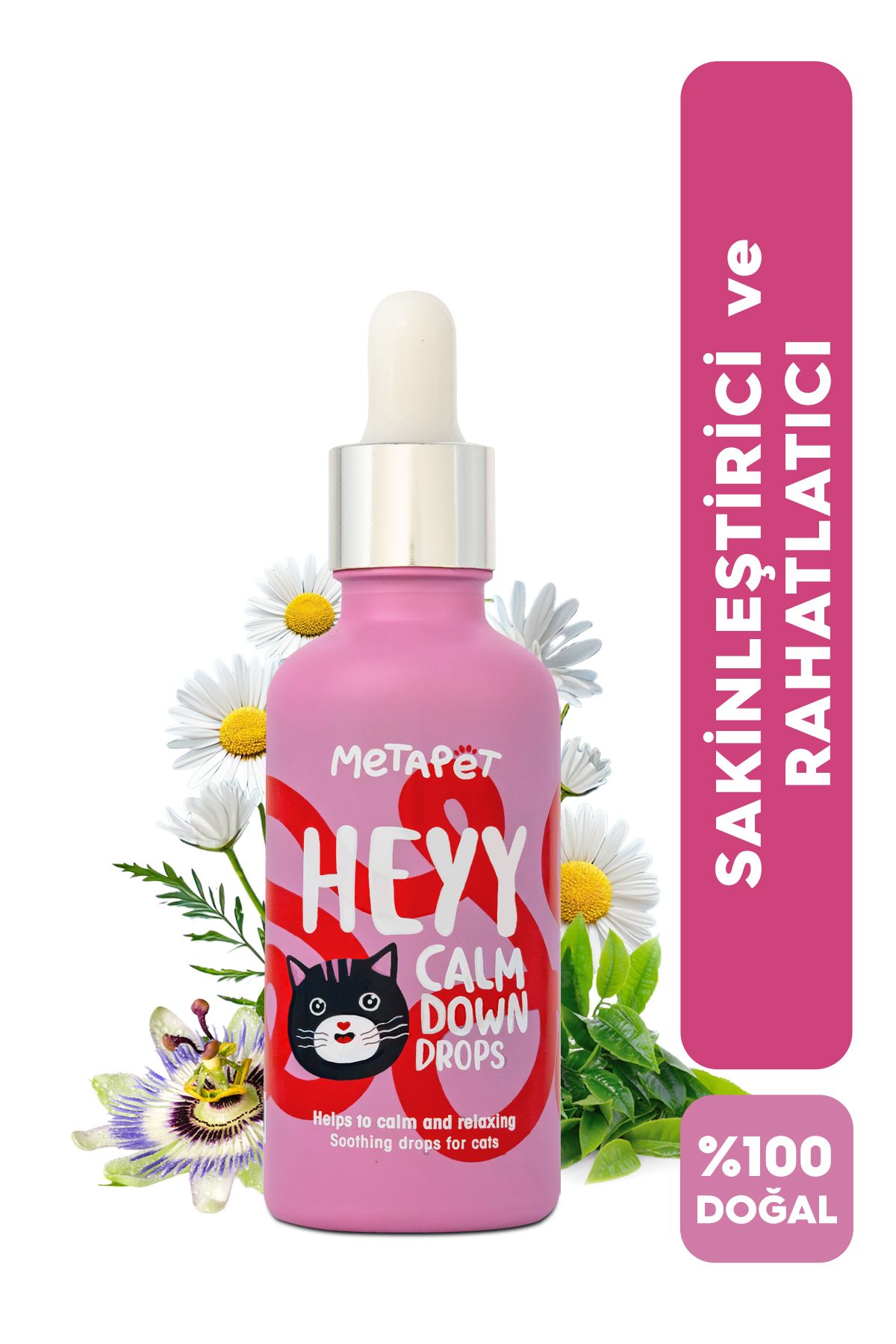 Metapet Kediler Için %100 Doğal Sakinleştirici Anti Stress Giderici Damla - Ilaç Değildir 50 ml