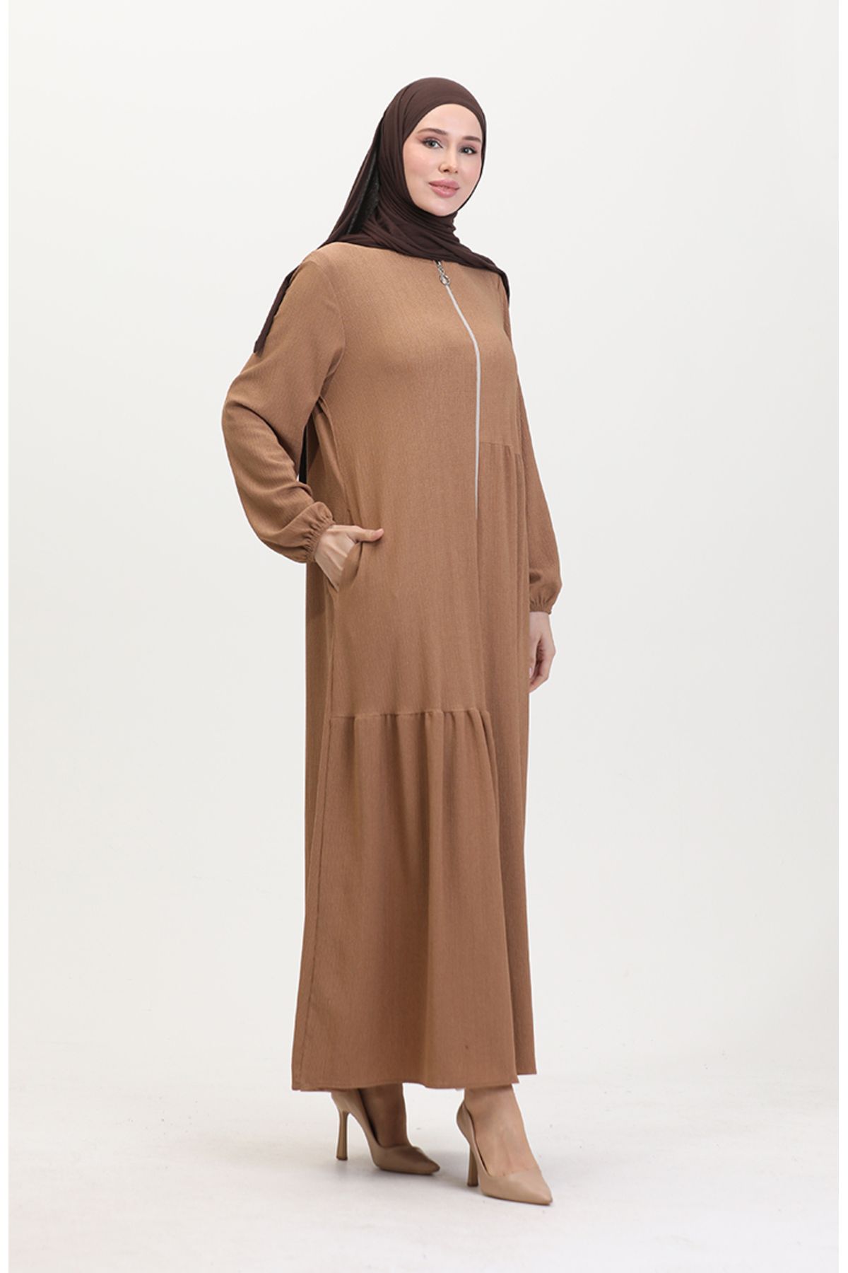 sefamerve-Mink Drawstring Ferace - 1027-06 Model 2