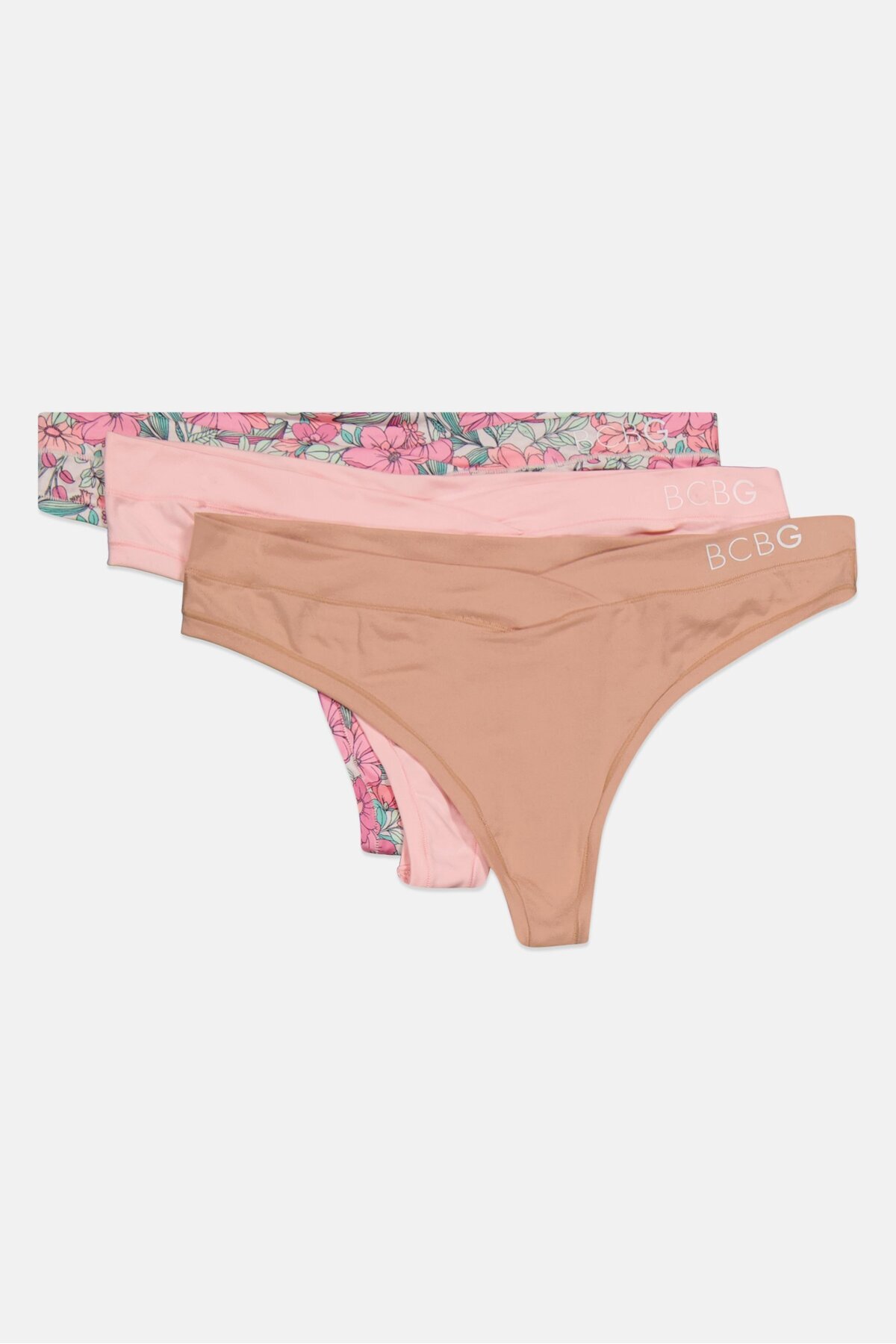 Bcbgeneration-Women 3 Pcs Floral Print Pull On Panty, Pink 3