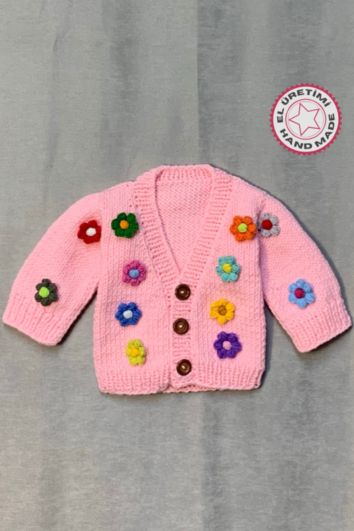 Uretti - Eylem 6333 El Yapımı Çiçekli Kız Çocuk Hırkası - 12 - 24 Ay fotoğrafı 5 (önizleme)