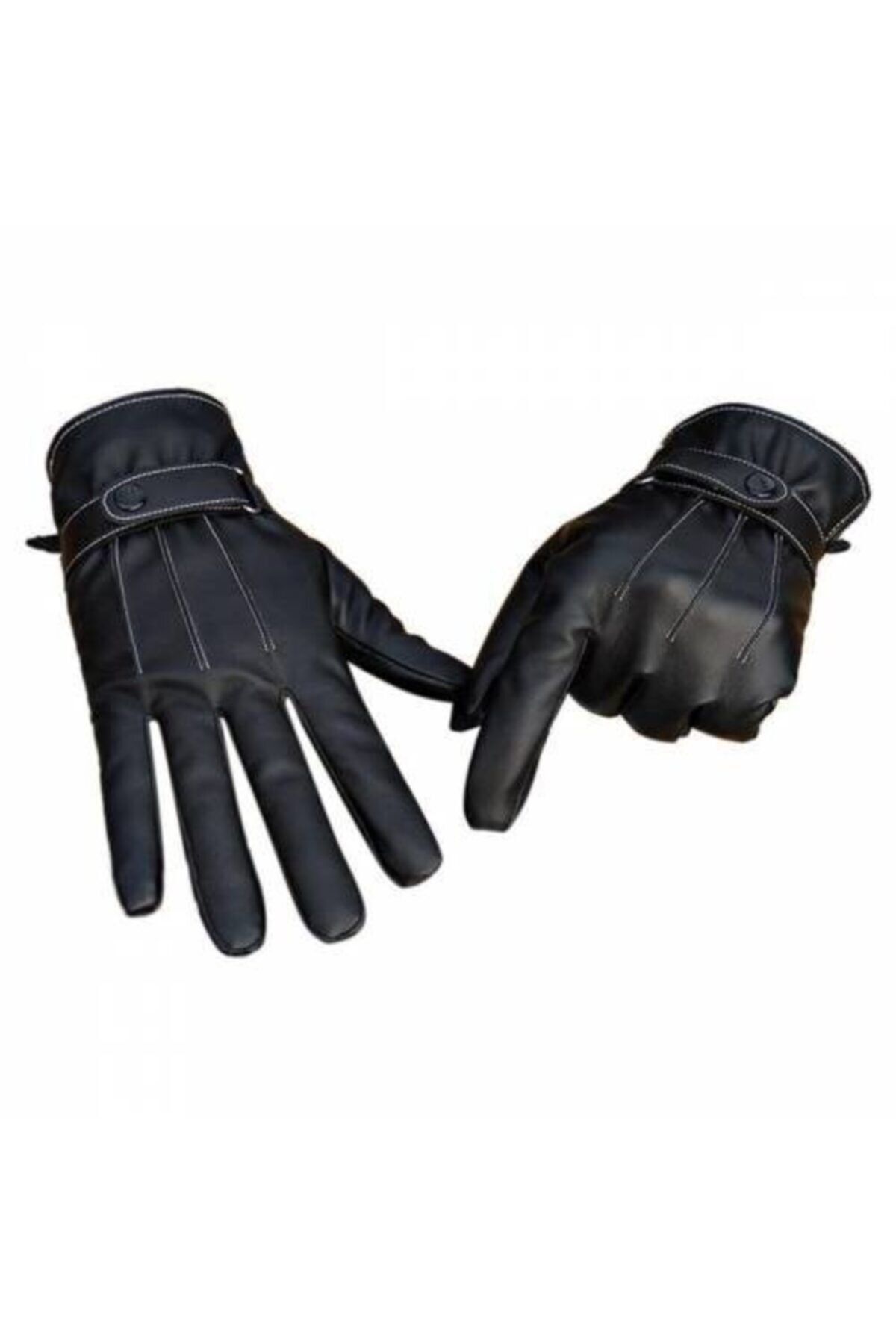 Mgs-Men's Black Faux Leather Gloves 3