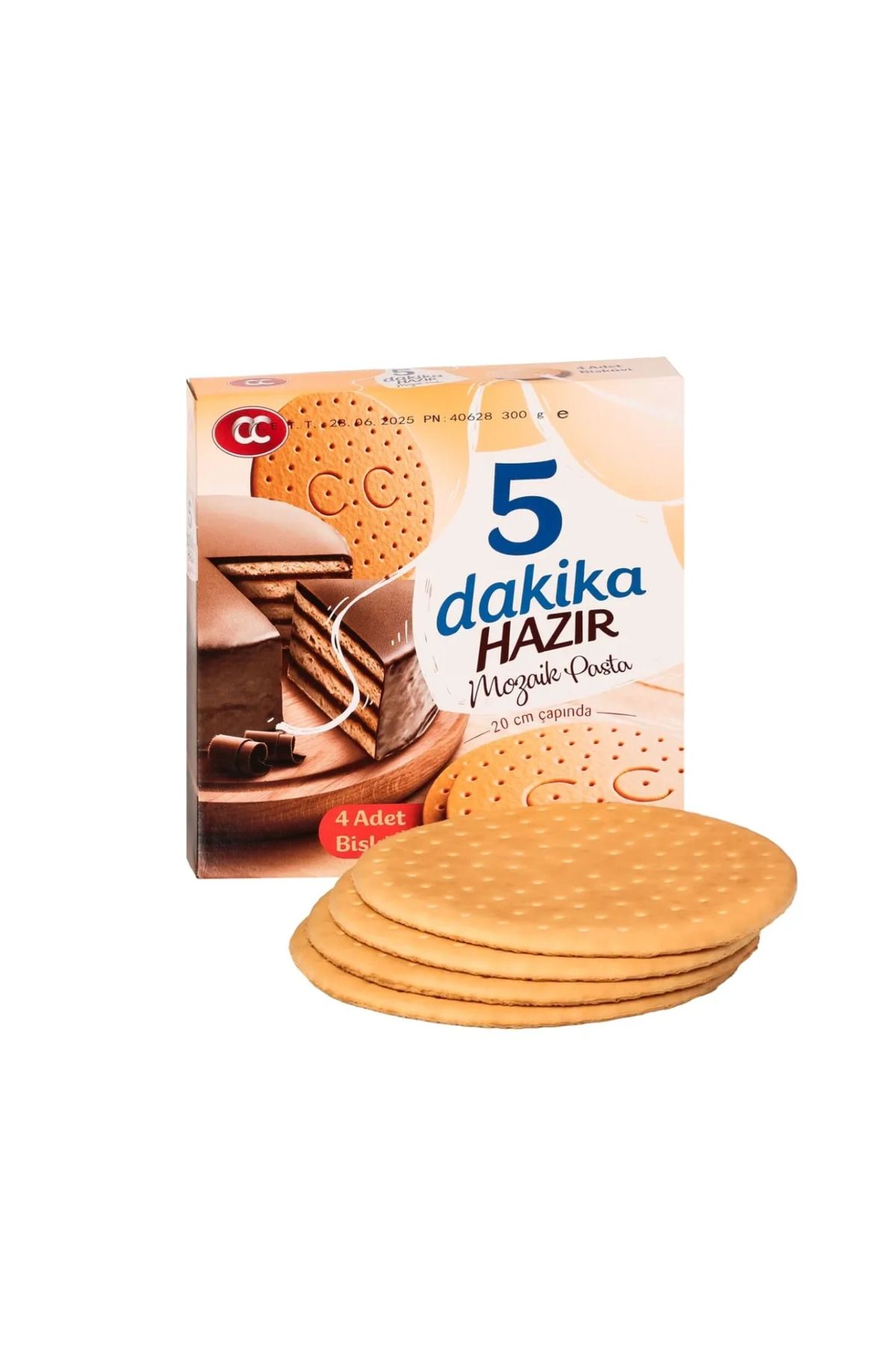 CC 5 Dakika Mozaik Pasta 5 Dakika Hazır Mozaik Pasta 20 cm Çapında Pasta Tabanı Bisküvisi