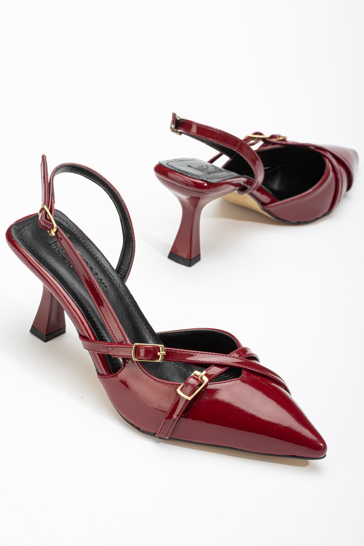 Home-Mengü St-005 Claret Red Patent Leather Daily 7 cm Heeled Shoes 4