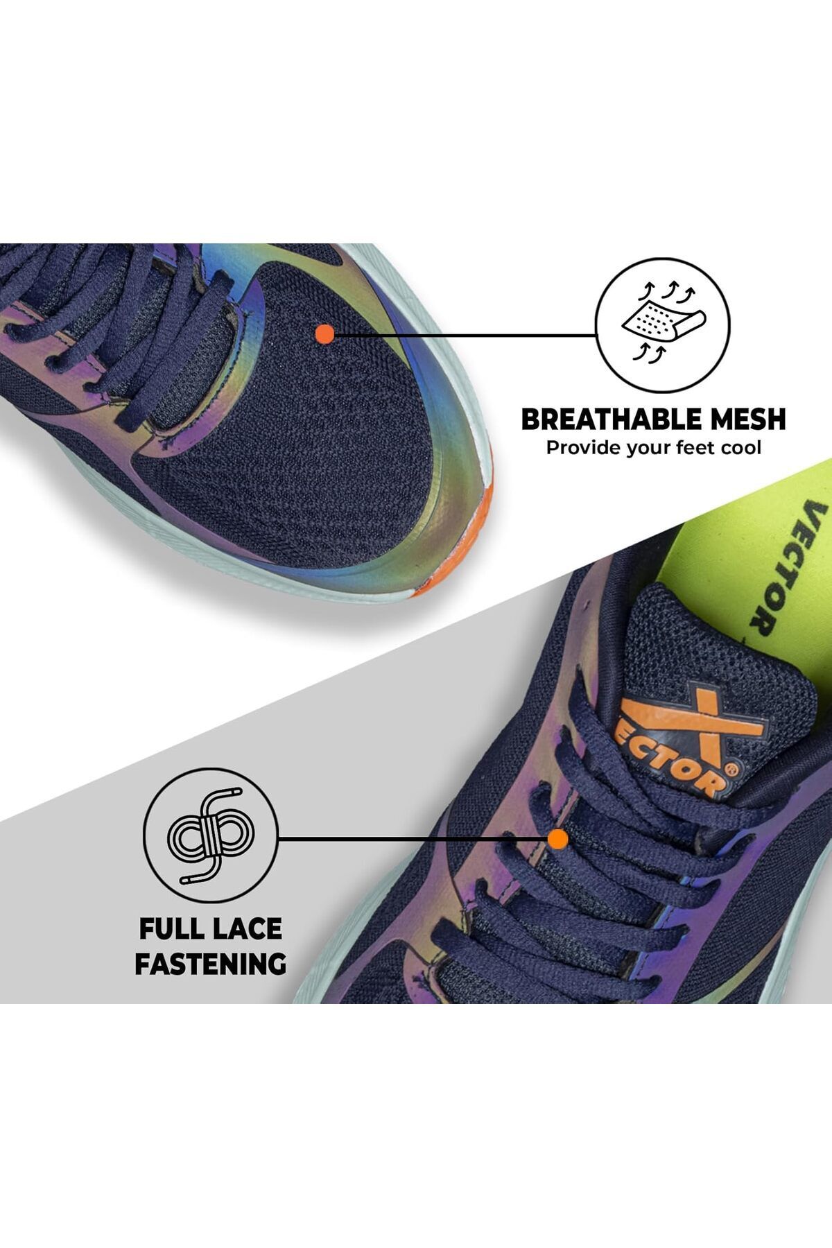 Vector X-Reflector Running/jogging Shoe | Navy | Size: 6 Uk/7 Us/40 Eu | Lightweight | Non-slip 2