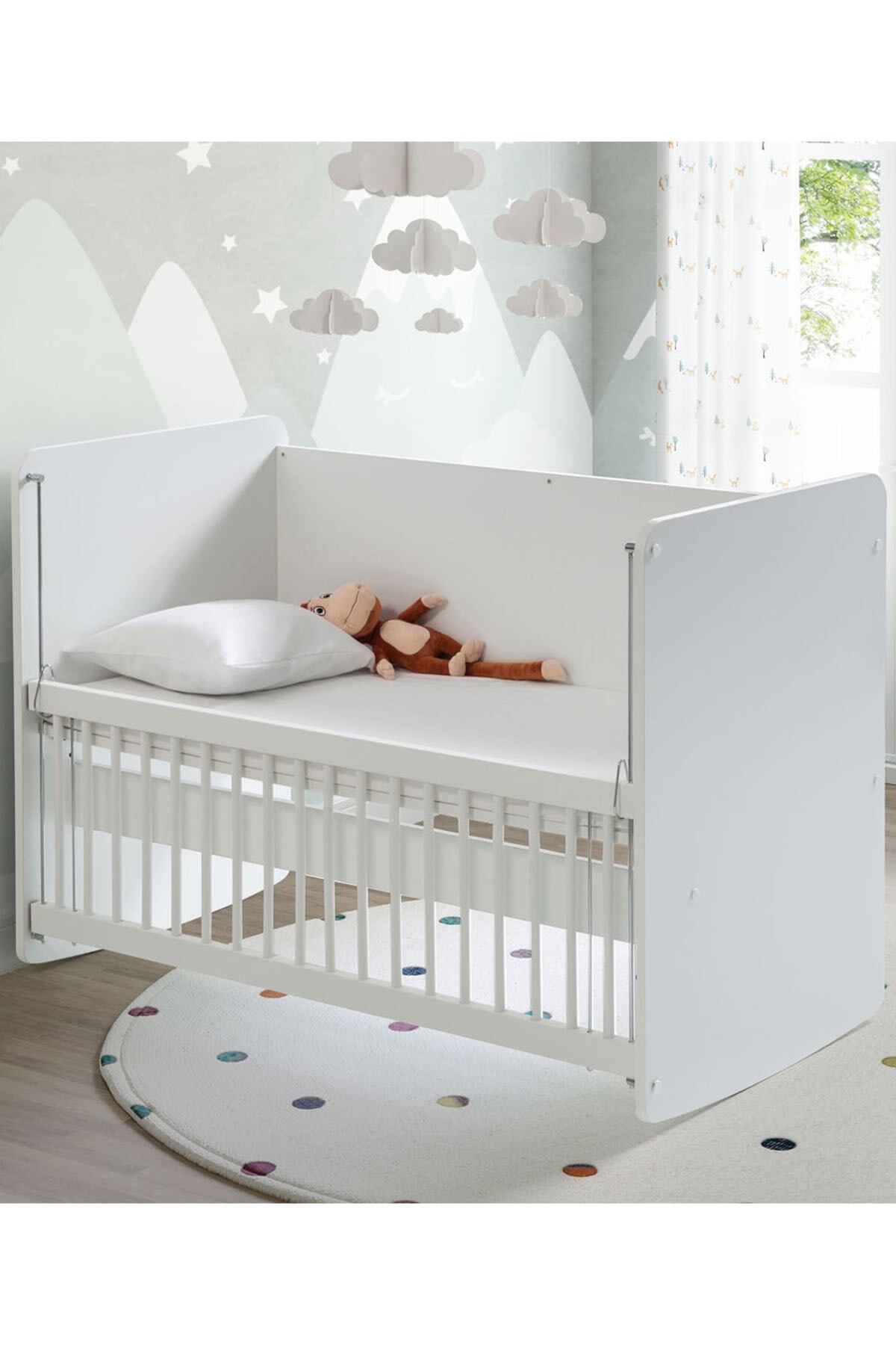 Babywhen Sallanır Sabitlenir Anne Yanı Bebek Beşik - Bebek Yatağı - Park Yatak - Beyaz - 60x120 Cm - Bw1070 fotoğrafı 3 (önizleme)