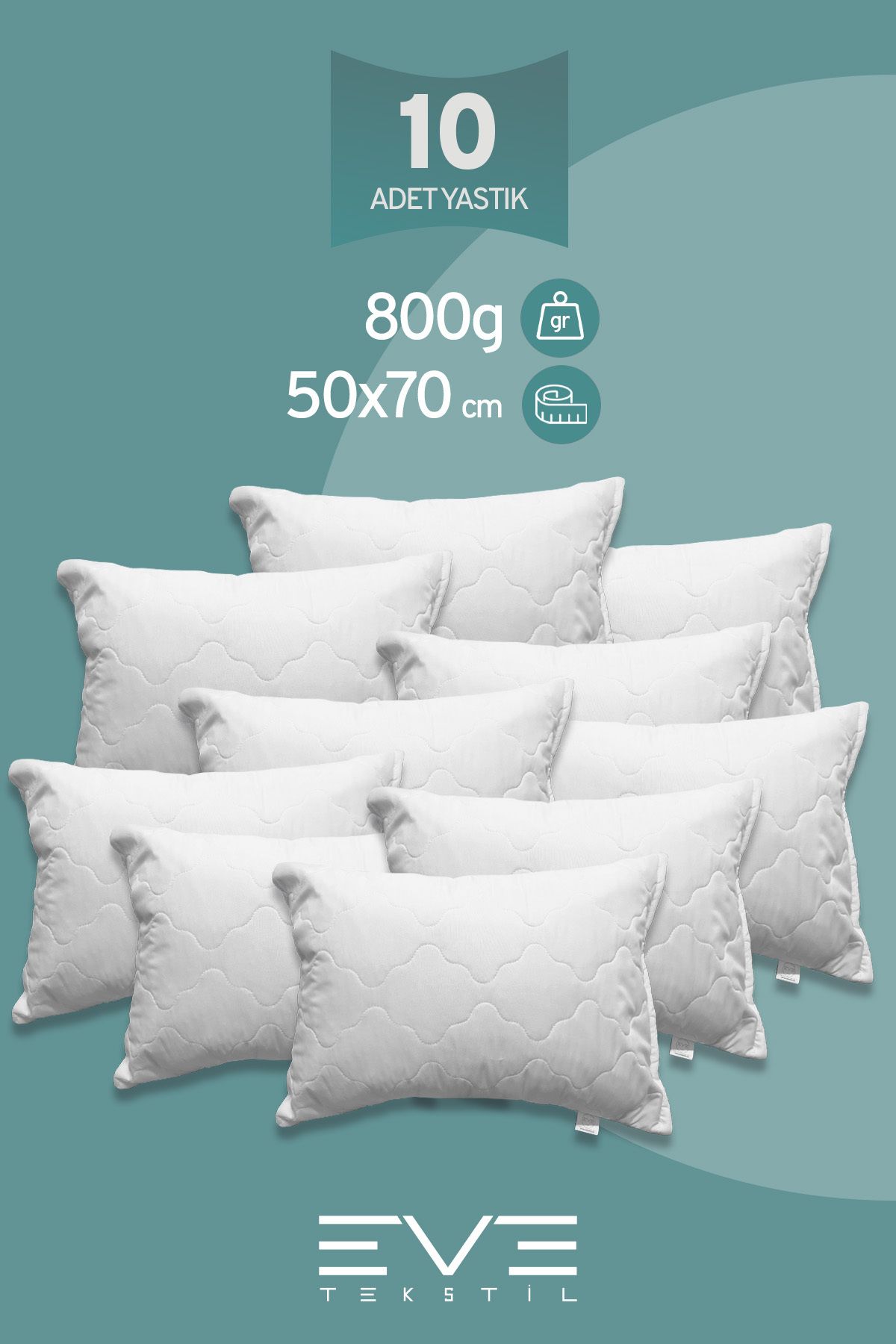 Eve Tekstil Diamant Plus 10 Perna Cu Fermoar Husa - Fibra De Silicon Antialergica, 50x70cm, 800gr - One Size