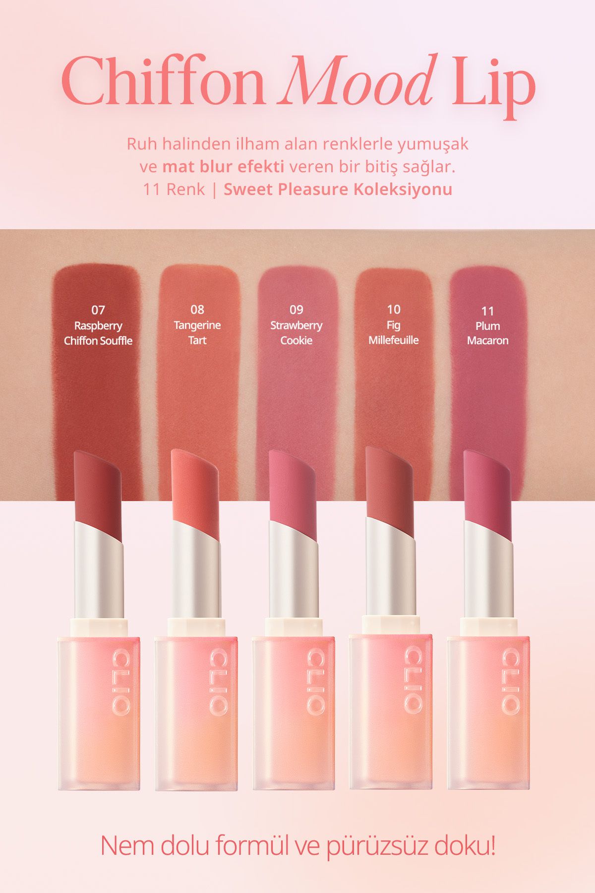 CLIO-Lipstick with Soft Texture and Light Matte Appearance Clio Chiffon Mood Lip (08 Tangerine Tarte) 3