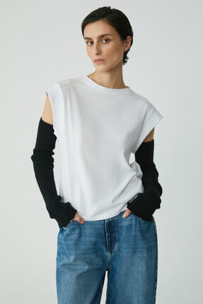 ETHIQUET Lorı Kadın 100% Pamuk Sıfır Kol Yuvarlak Yaka Standart Boy Örme Beya...