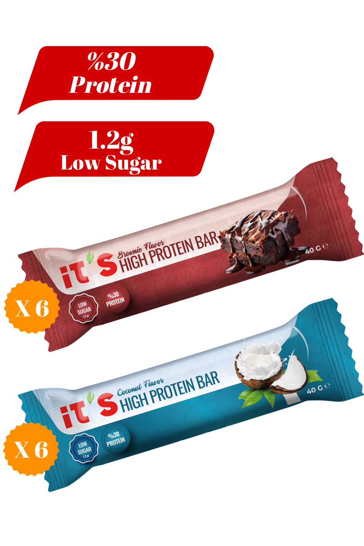 it's Yüksek Protein Bar - Karma Kutu - 40 g X 12 Adet (2 Çeşit)