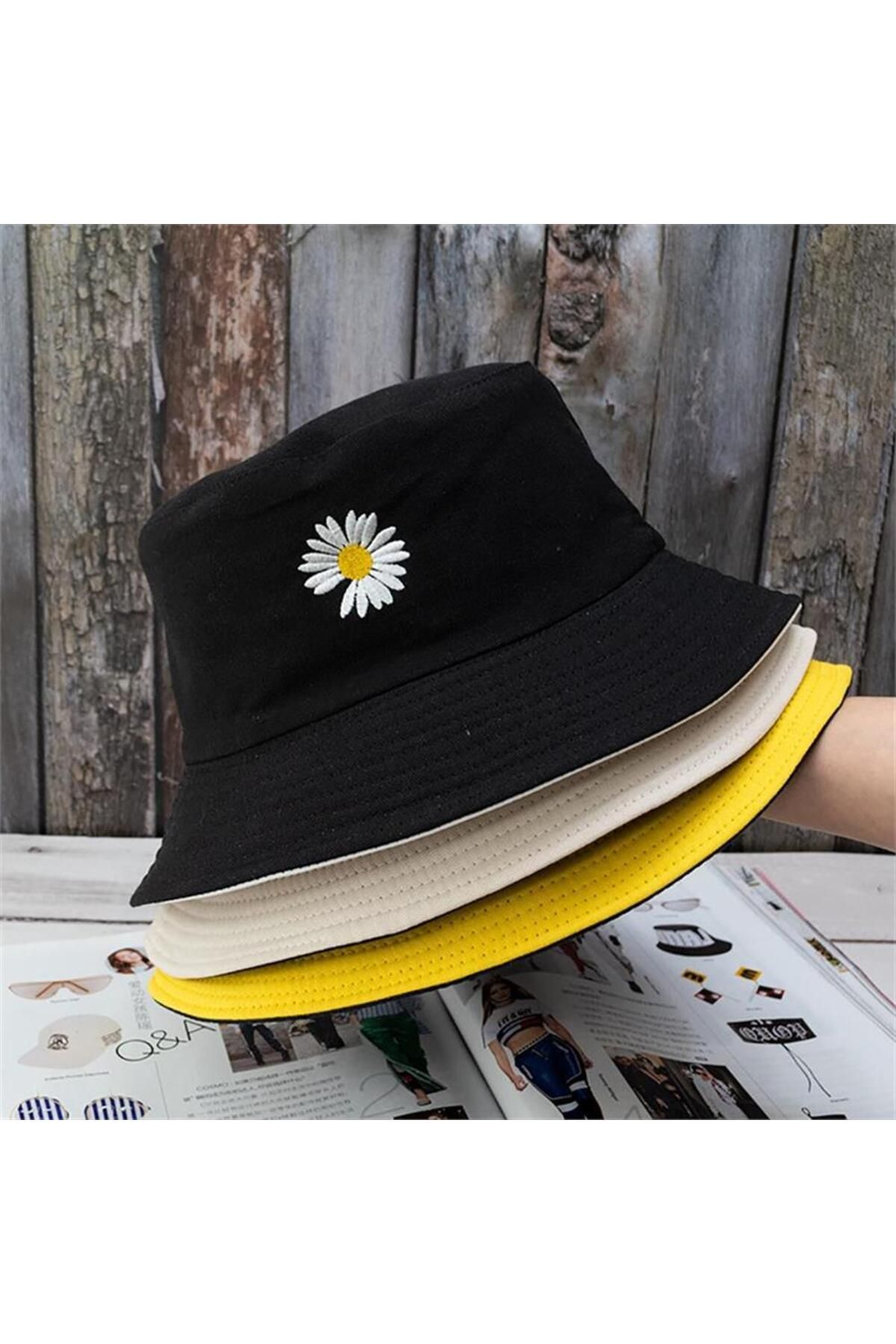Karakedi Papatya Bucket Şapka