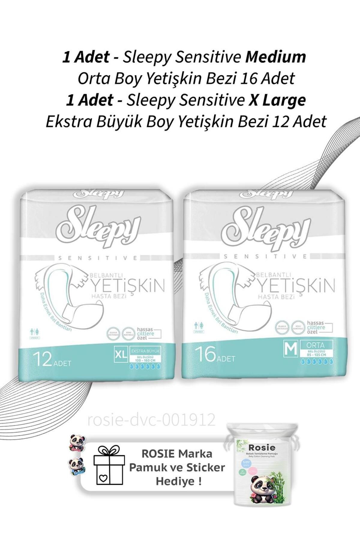 Sleepy Sensitive X Large Ekstra Büyük Boy Yetişkin Bezi 12 Adet ve Medium Orta Boy Yetişkin Bezi 16