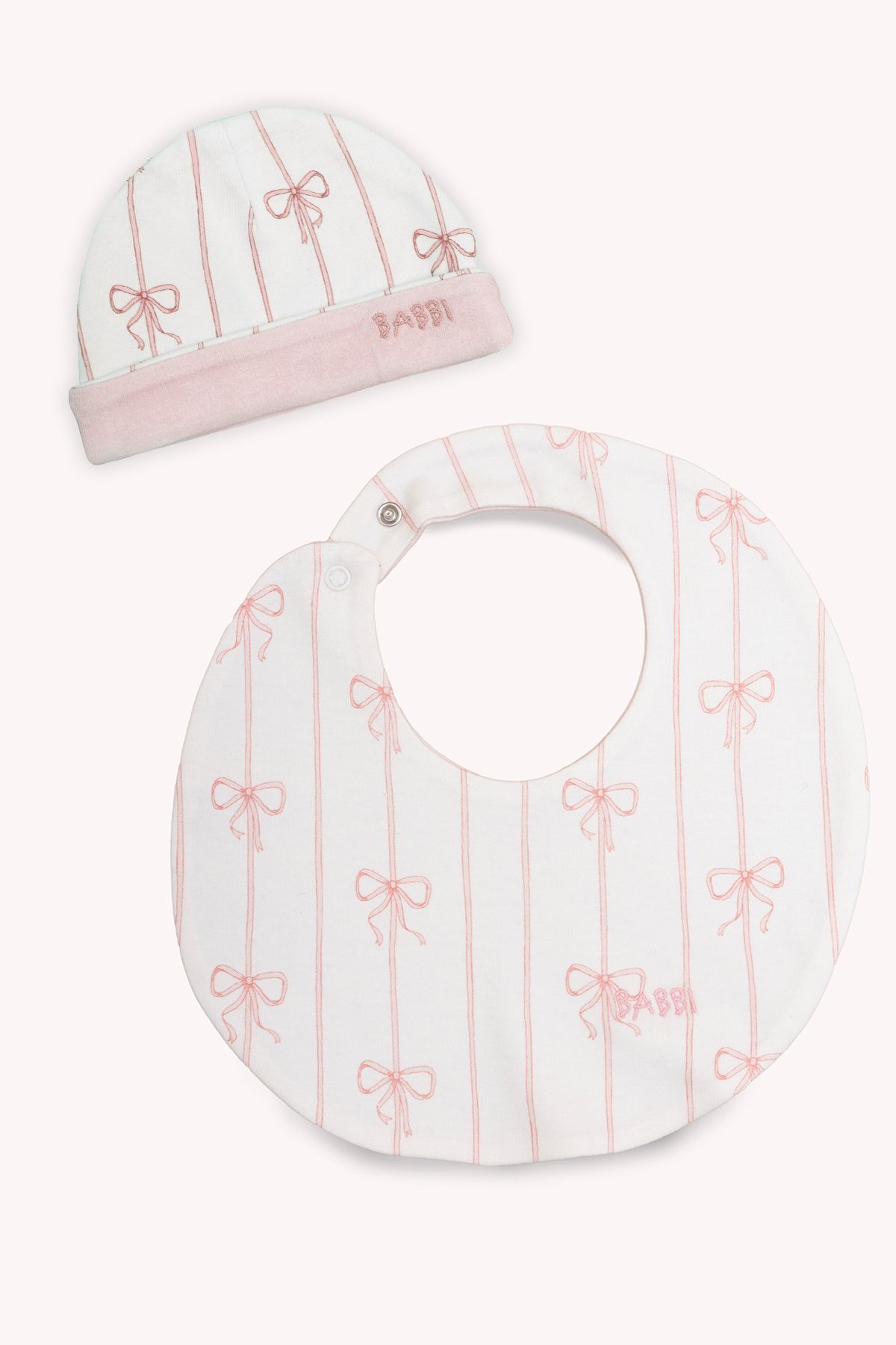 Atelier Babbi-Newborn Bib & Hat Set - Ribbon / Pink 1