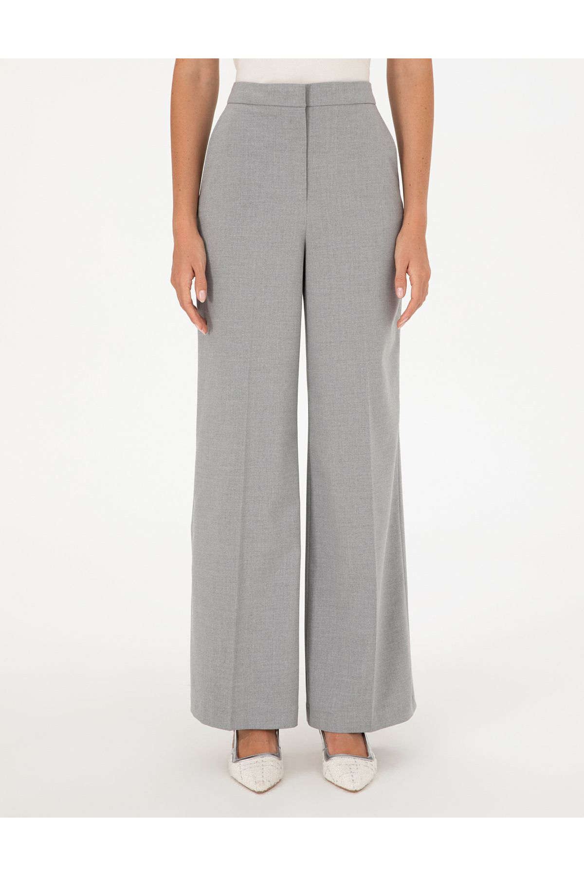 Pierre Cardin-Gray Palazzo Fabric Trousers 50302508-Vr024 3