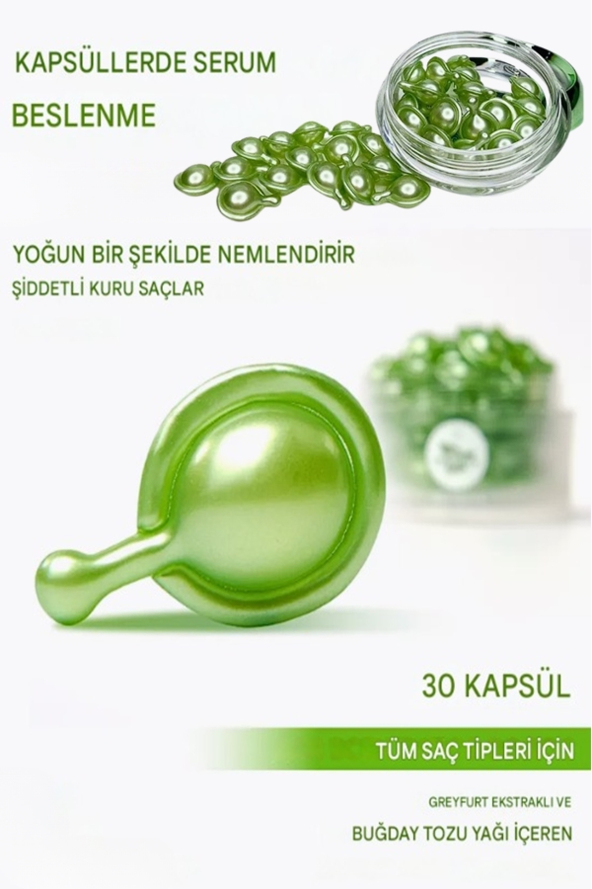 Saç Besleyici Uzatıcı Kapsül Serum Buğday Özlü 30 Kapsül 30 Gün 100ML — YSLGNGSEDR4 — تصویر 3 از 7