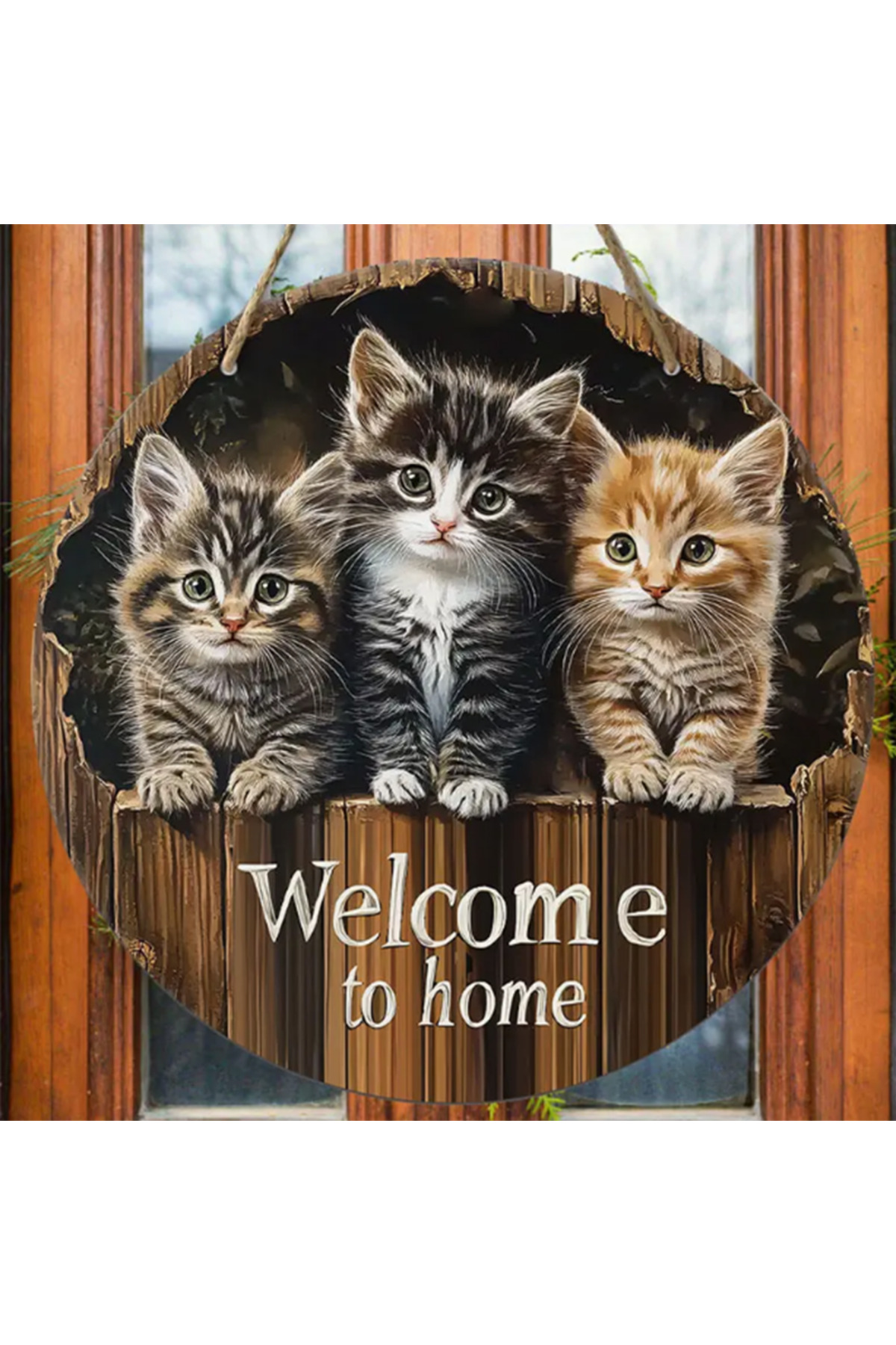 Kedi Temalı Ahşap Kapı-Duvar Süsü 3