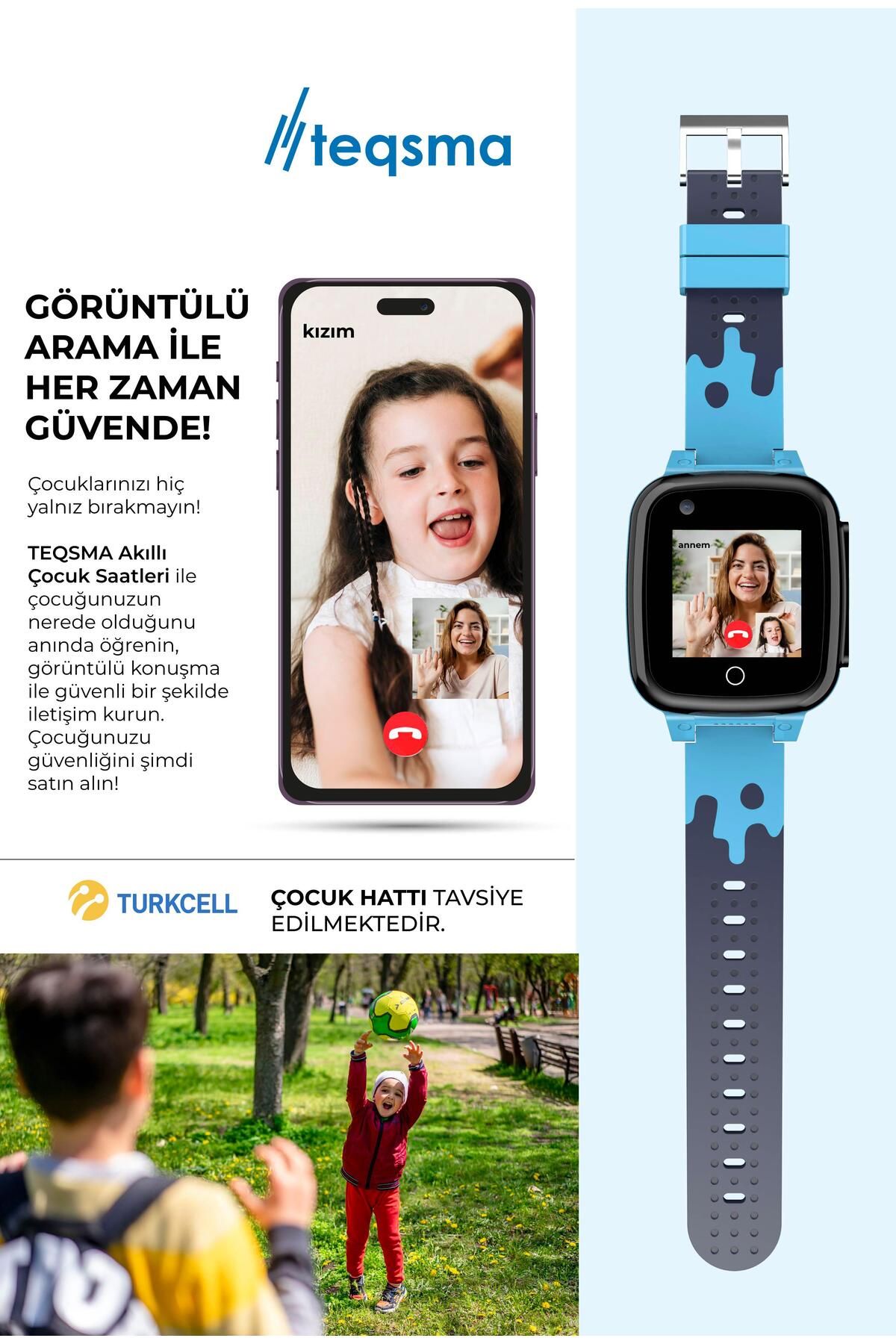 TEQSMA S25 Uz Akıllı Çocuk Saati- Sos, Gps Takibi, Görüntülü Görüşme, Btk Onaylı, Su Geçirmez 24 Ay-2