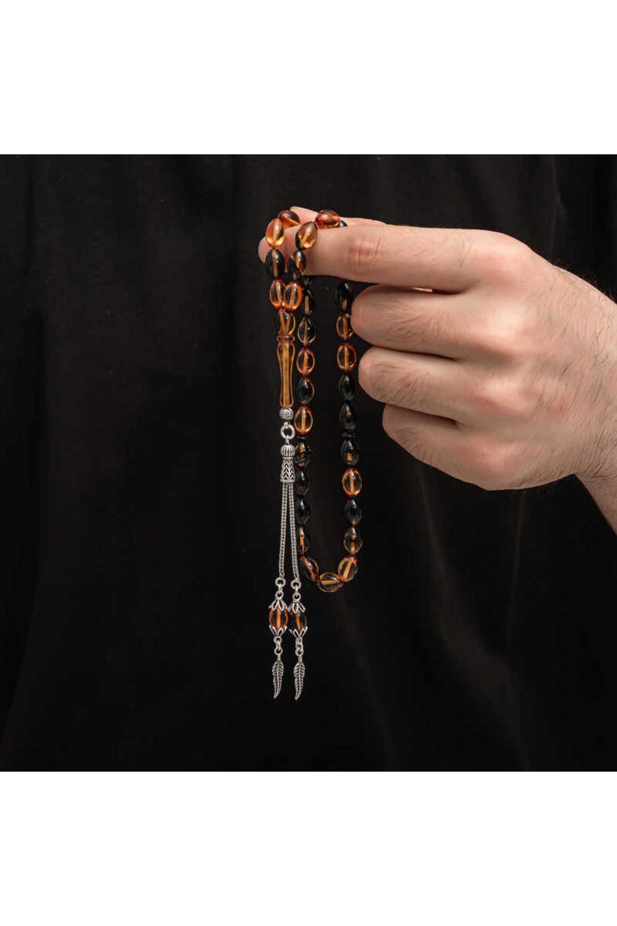 Skygo-Silver Tassel Clamping Amber Prayer Beads 4