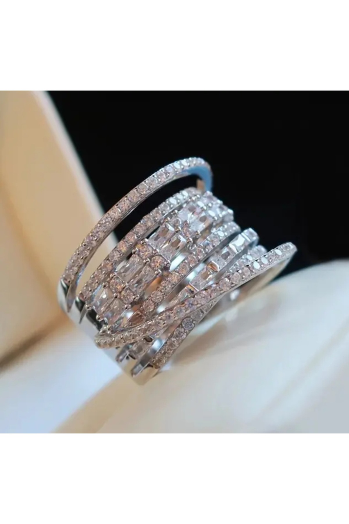 reyselstyle  Gümüş Kaplama Baget Taşlı Çelik Yüzük - Görsel 5