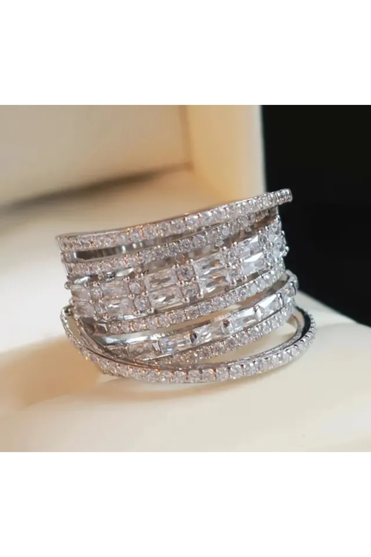 reyselstyle  Gümüş Kaplama Baget Taşlı Çelik Yüzük - Görsel 2