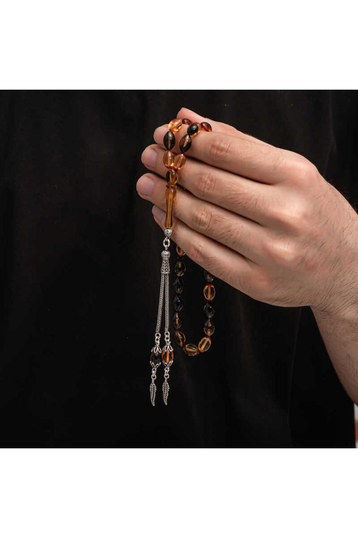 Skygo-Silver Tassel Clamping Amber Prayer Beads 2