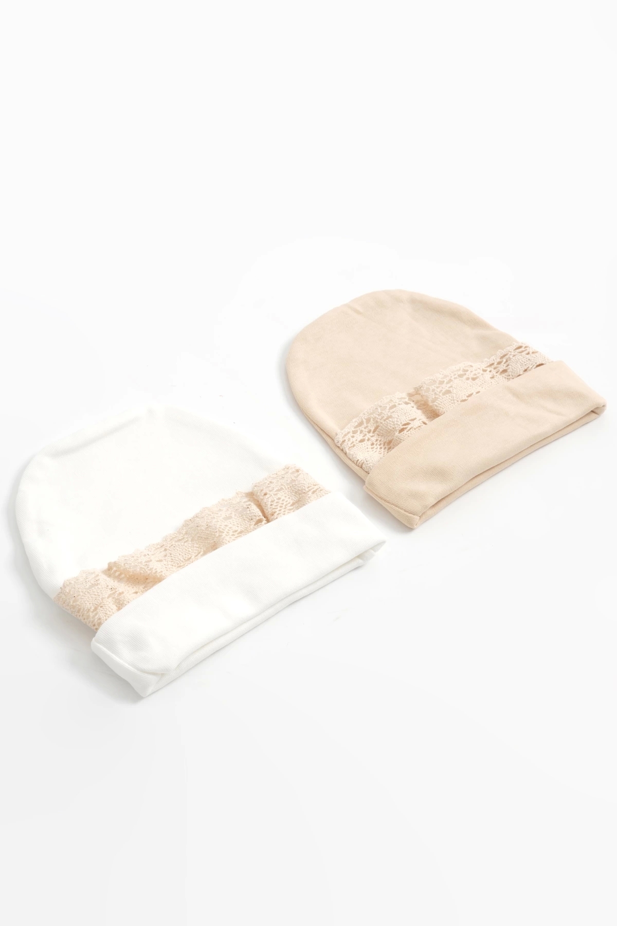 LOGO AKSESUAR Kız Bebek Dantel Detaylı 2'li Pamuklu Bere fotoğrafı 2 (önizleme)