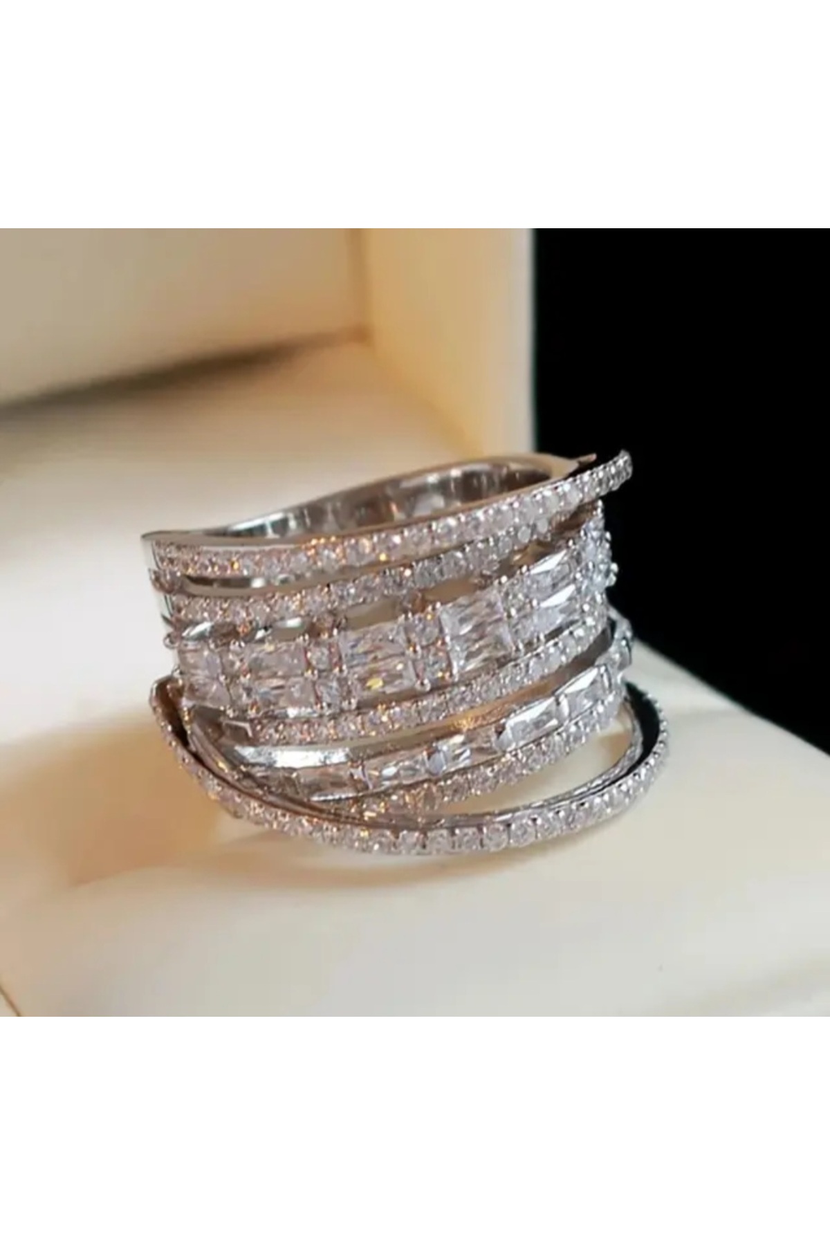 reyselstyle  Gümüş Kaplama Baget Taşlı Çelik Yüzük - Görsel 6