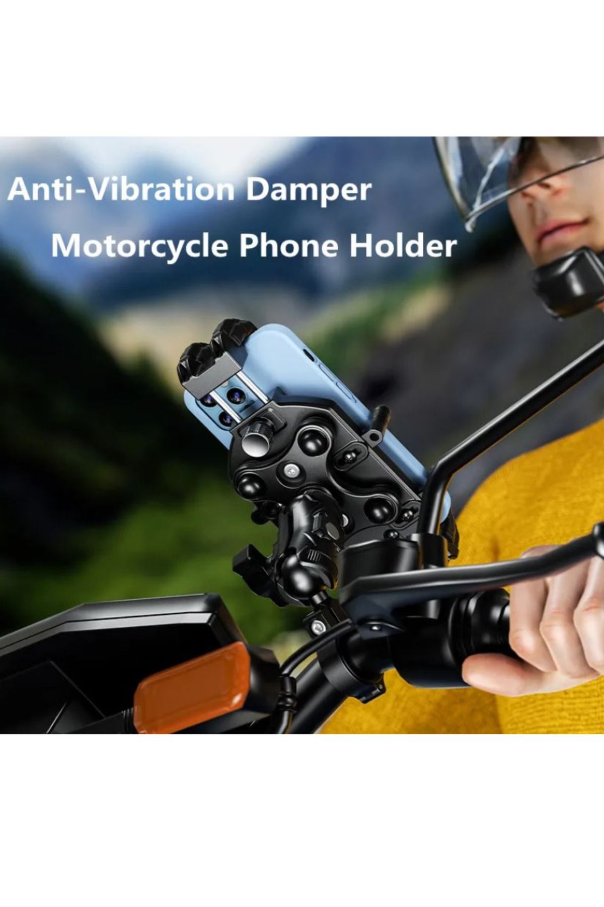 RUGGED-360 Degree Professional Motorcycle Phone Holder - Handlebar Compatible with Spring and Clamping 4