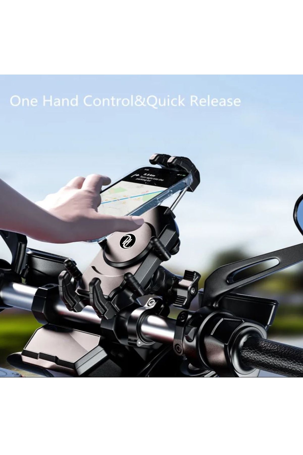 RUGGED-360 Degree Professional Motorcycle Phone Holder - Handlebar Compatible with Spring and Clamping 5